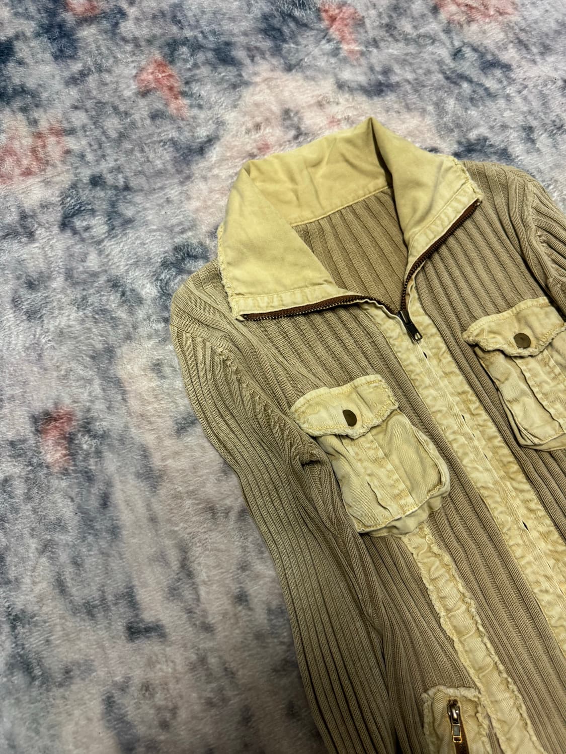 Unknown grunge ribbed knit zip up 상품이미지3