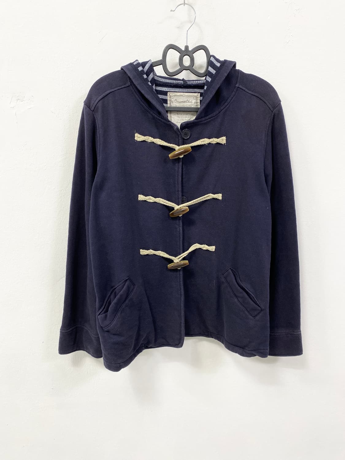 네이비 스트라이프 떡볶이 숏 후드 집업 상품이미지4