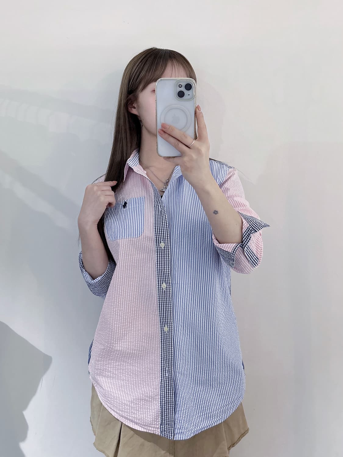 폴로랄프로렌 네이비포니 배색 스트라이프 셔츠 상품이미지1