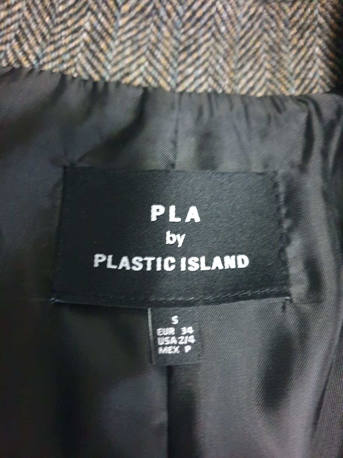 PLA BY 플라스틱아일랜드 헤링본 울 롱코트 카키그레이 (S) 상품이미지3