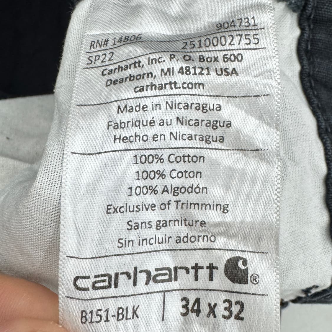 칼하트 OG 가죽패치 카펜터 와이드 워크팬츠 블랙 상품이미지9