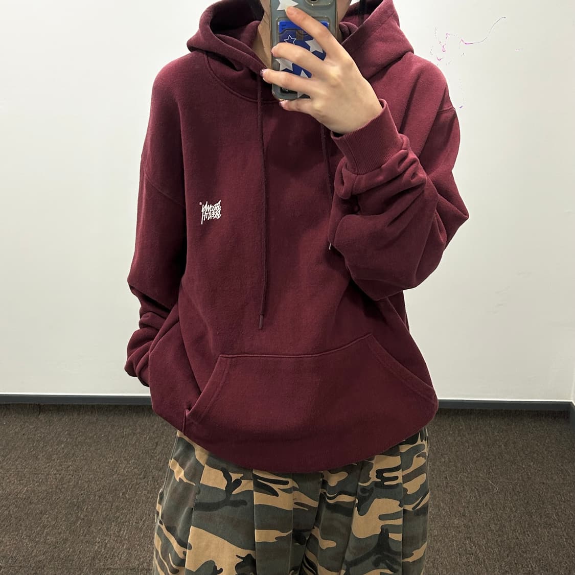 Brown breath  브라운브레스 백 포인트 버건디 후드티 상품이미지1