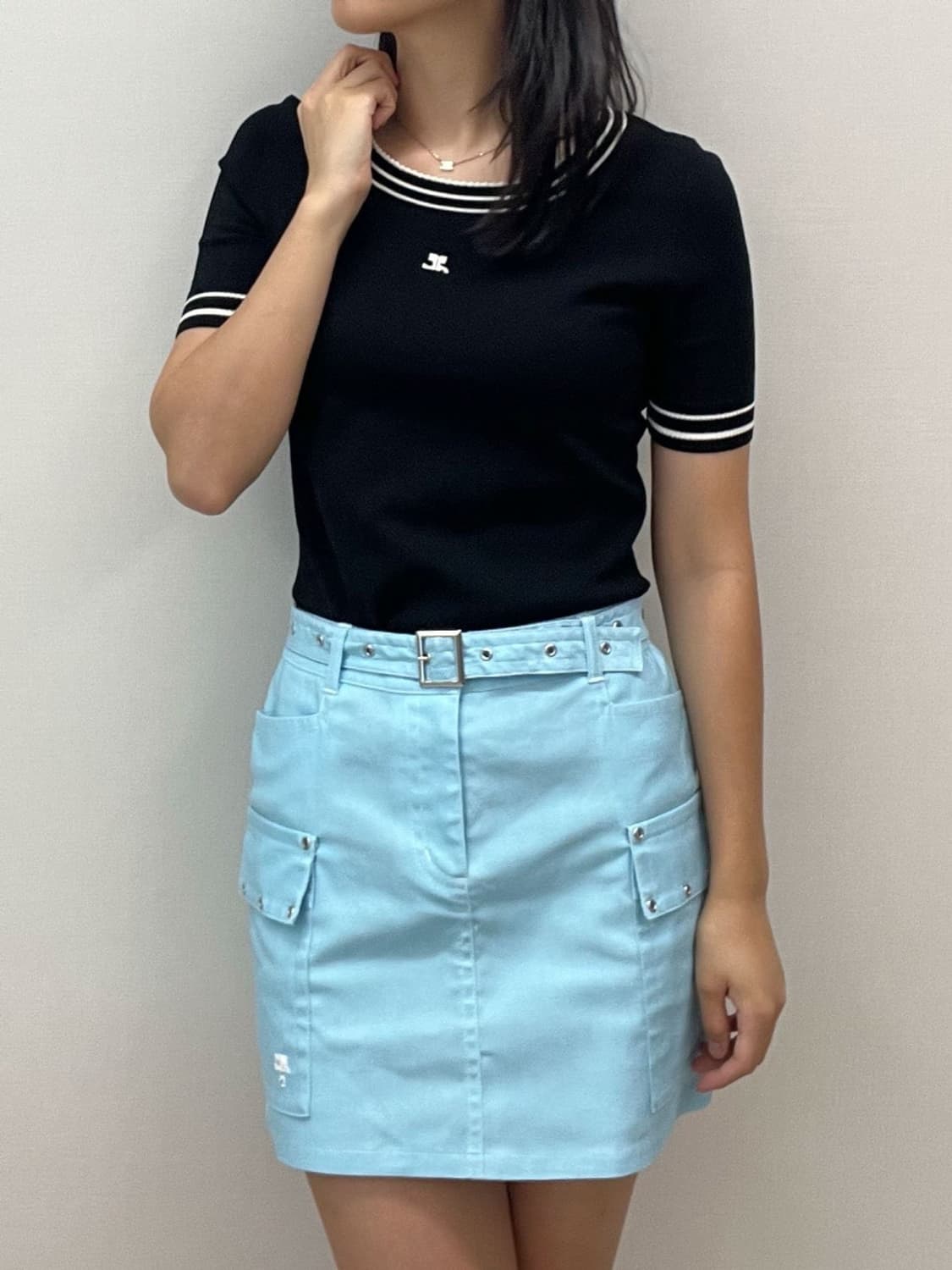 [새상품] courreges / 꾸레쥬 스카이블루 미니스커트  상품이미지9