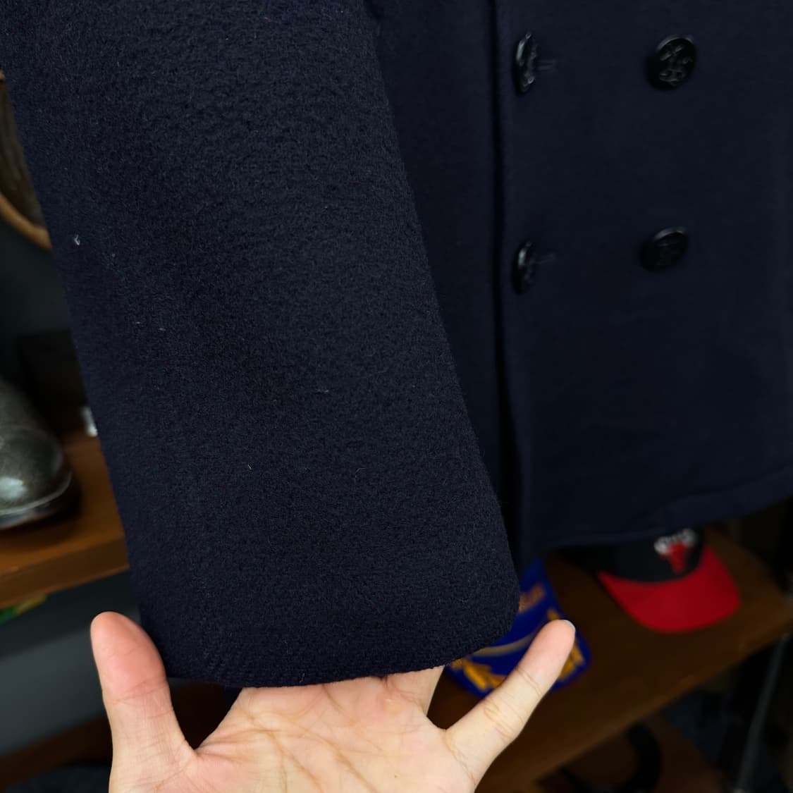 Rare! 90s 타미 힐피거 코듀로이 카라 파이어맨 울 코트   상품이미지5