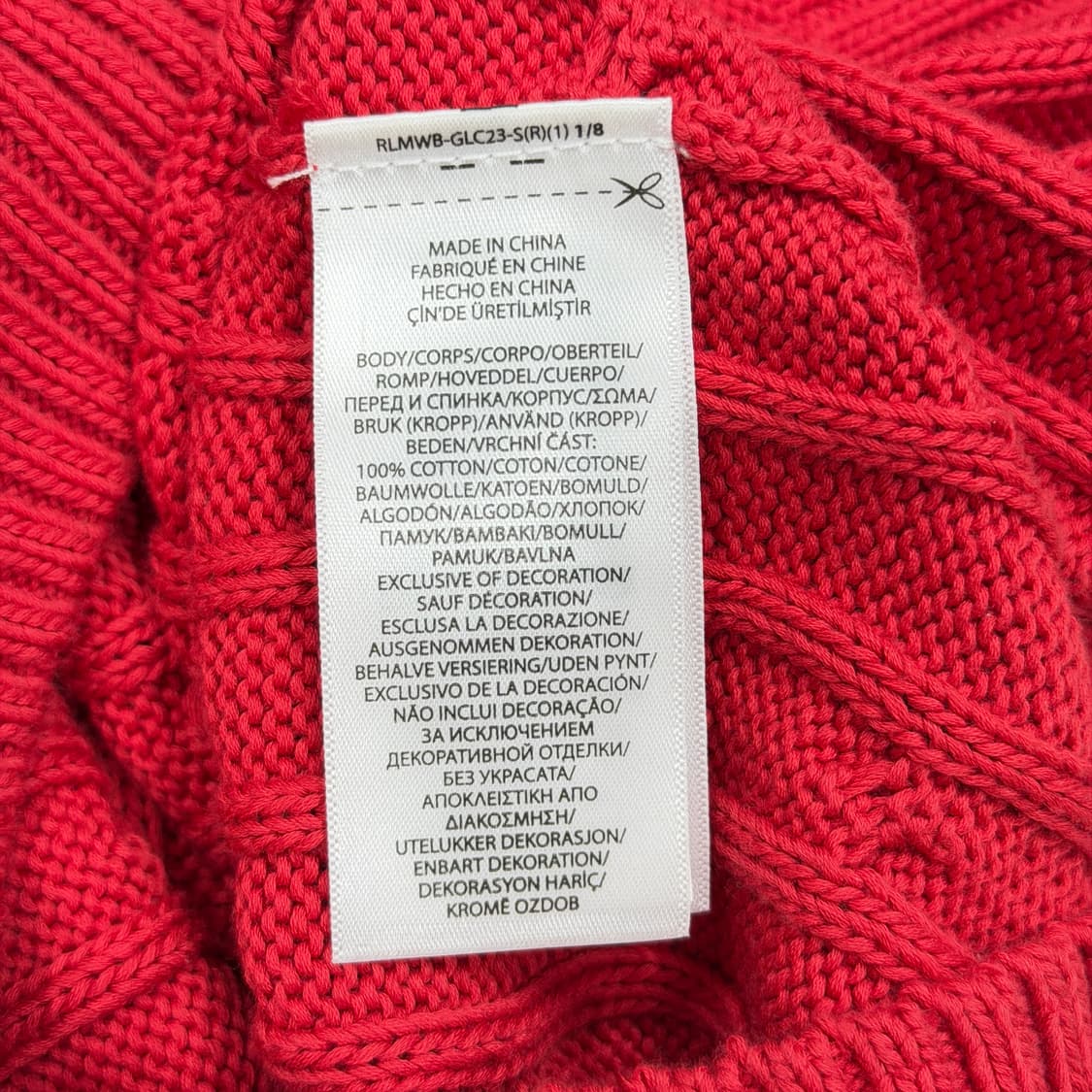 폴로 랄프로렌 신형 QR 피마코튼 케이블 반팔니트 레드 L 상품이미지5
