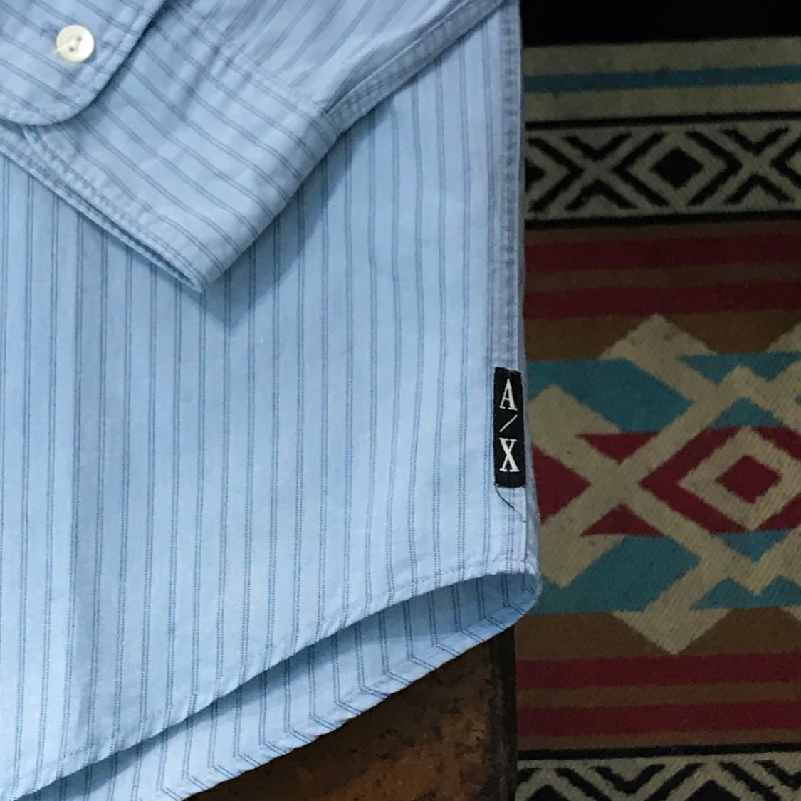 아르마니 익스체인지 블루 더블 스트라이프 셔츠 남성 115 빅사이즈 상품이미지4