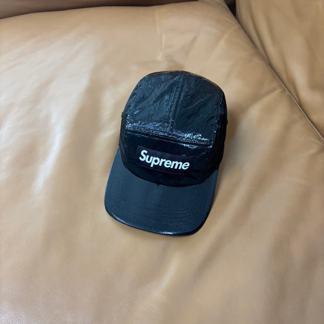 슈프림 캠프캡 모자 박스로고 23fw 글로스 립스탑 블랙 상품이미지1