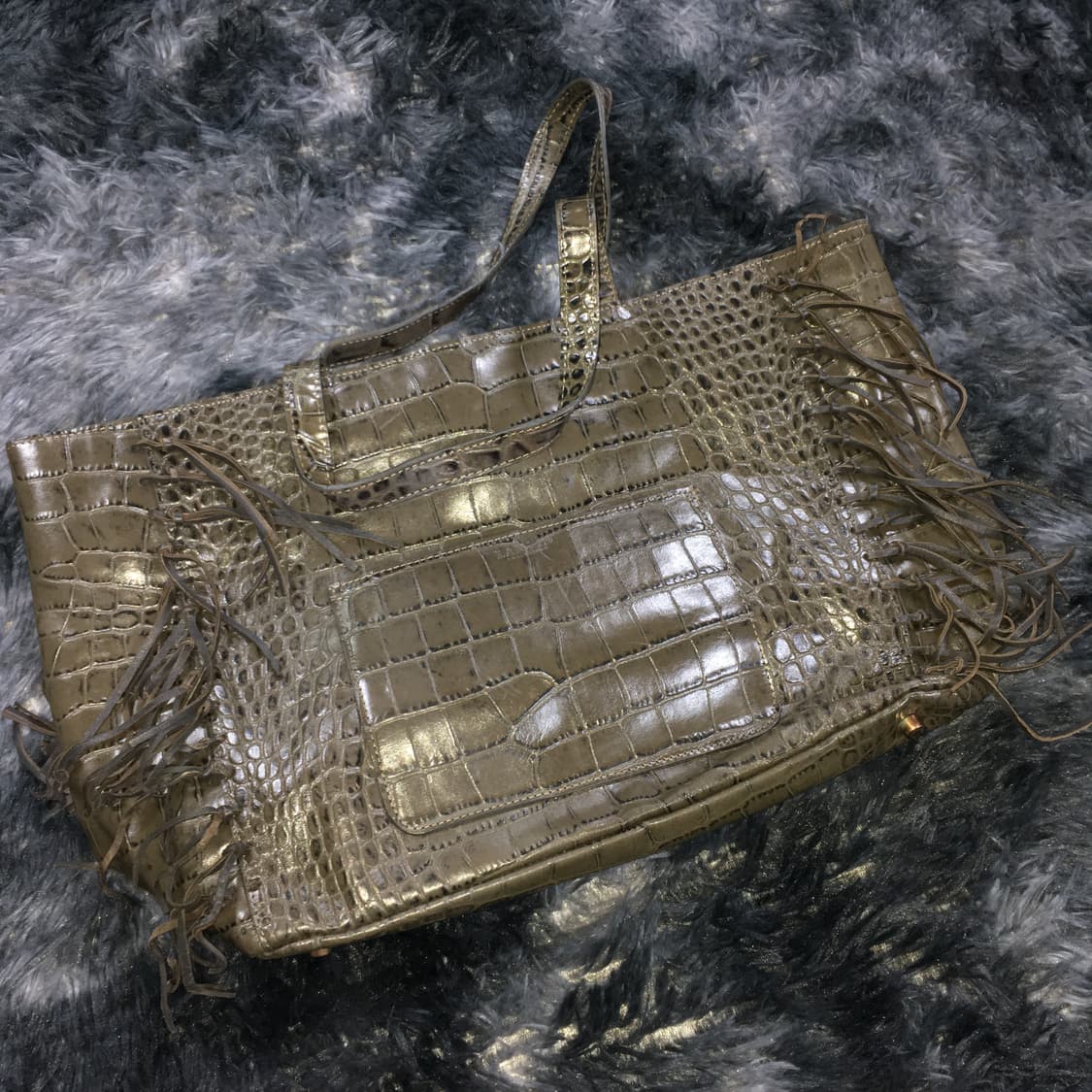 투티/0346 LANVIN 가죽 숄더 핸드백 브라운 카키 유니크 Y2K 상품이미지3