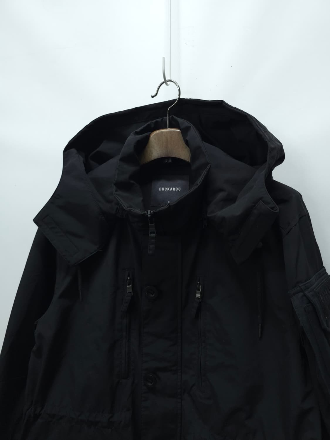 버카루 남성 유틸리티 후드 야상 자켓 (XL/블랙) 상품이미지2