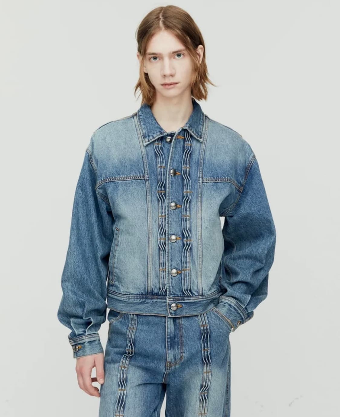 앤더슨벨 웨이브 데님 봄버 자켓 M 상품이미지1