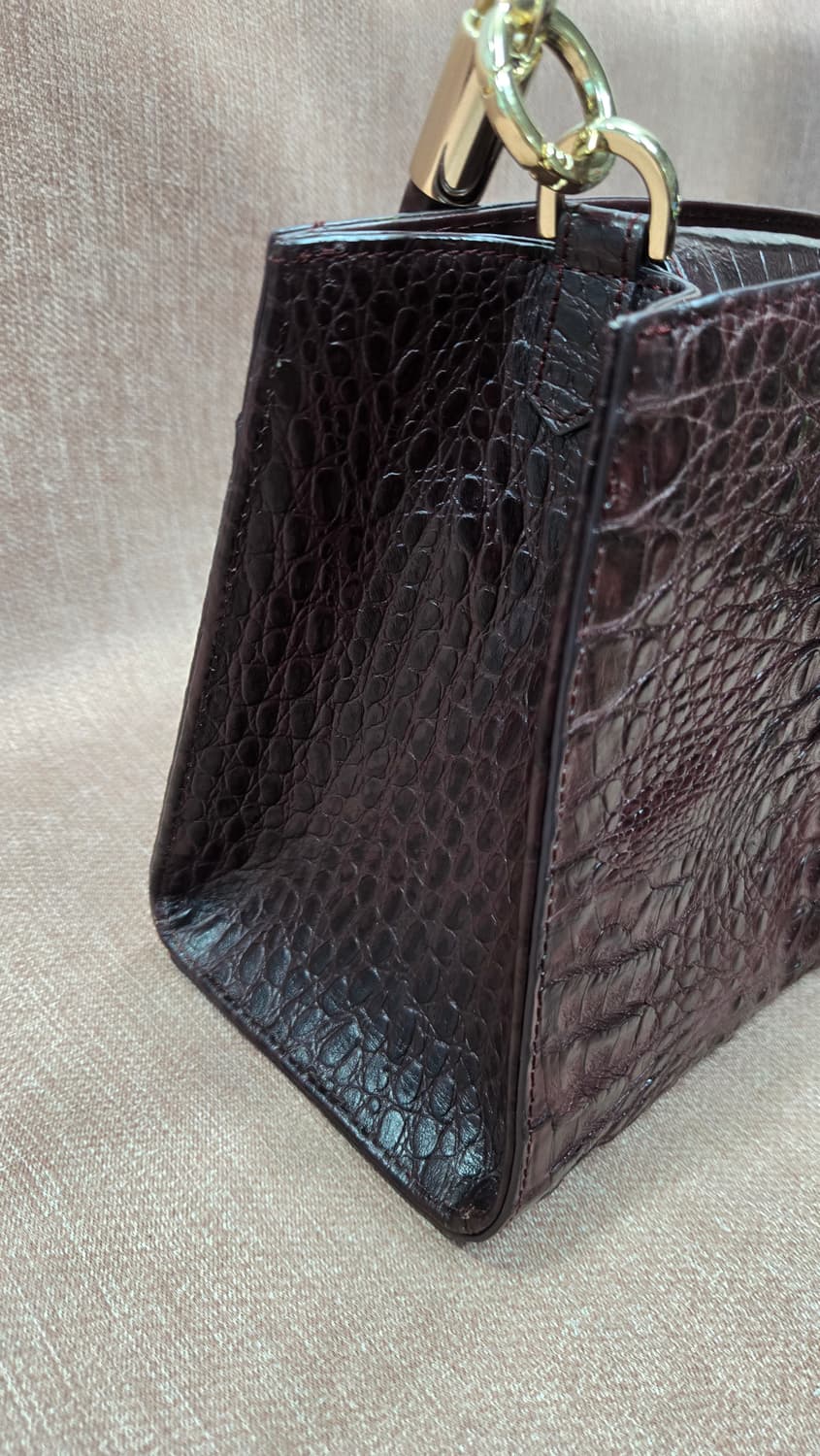 잘모이-브라운 악어가죽 토트백 자물쇠 장식 상품이미지3