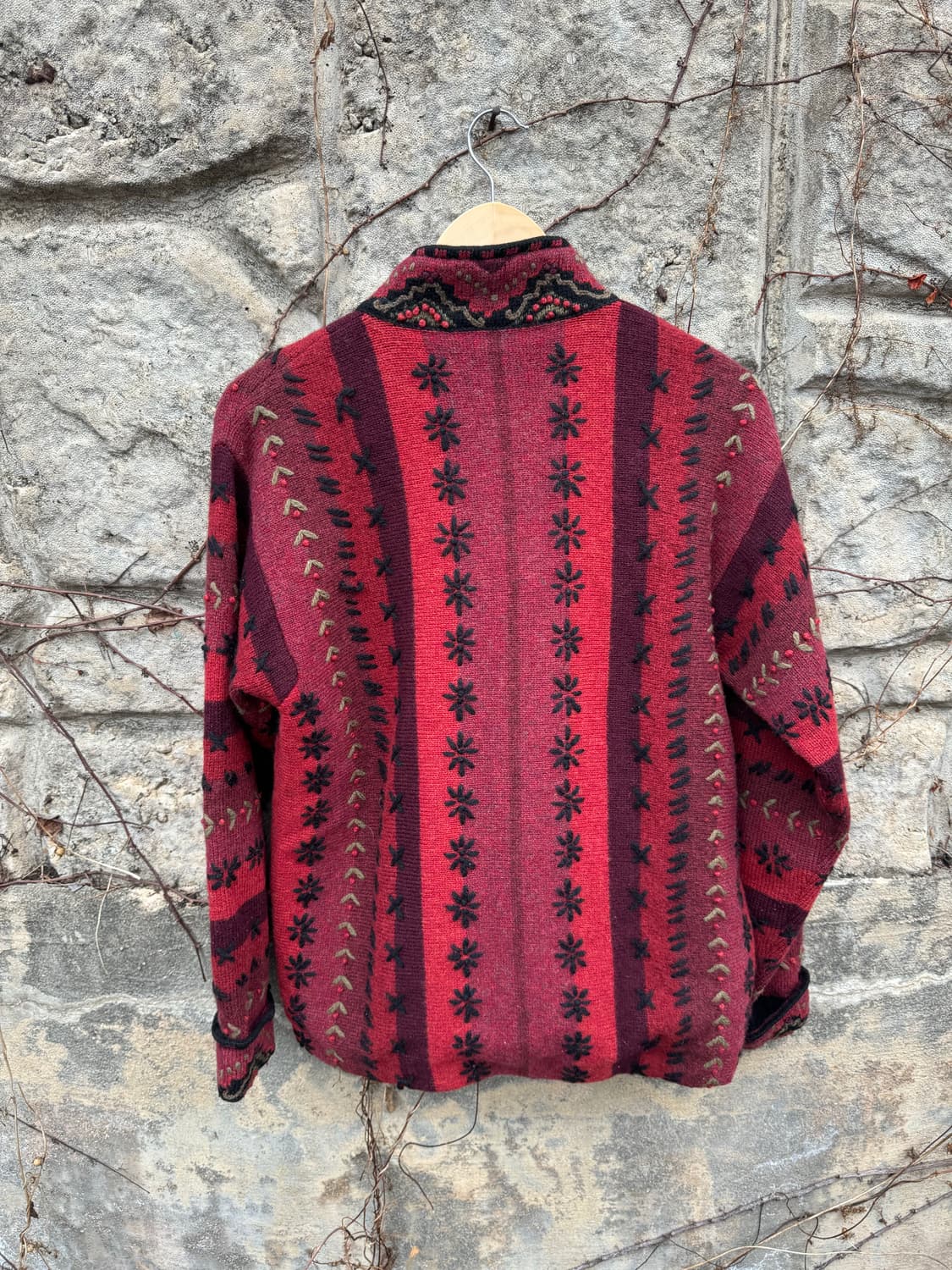 아이슬랜딕 빈티지 나바호 에스닉 패턴 자수 니트 집업 플리스 상품이미지2