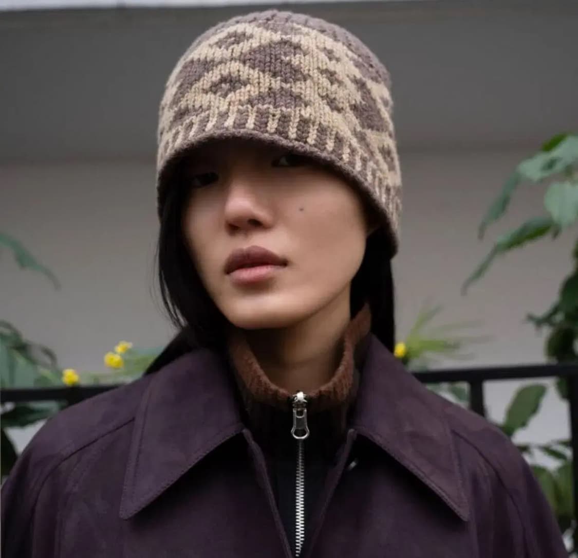 로우클래식 자카드 비니(아이보리,브라운) 상품이미지3