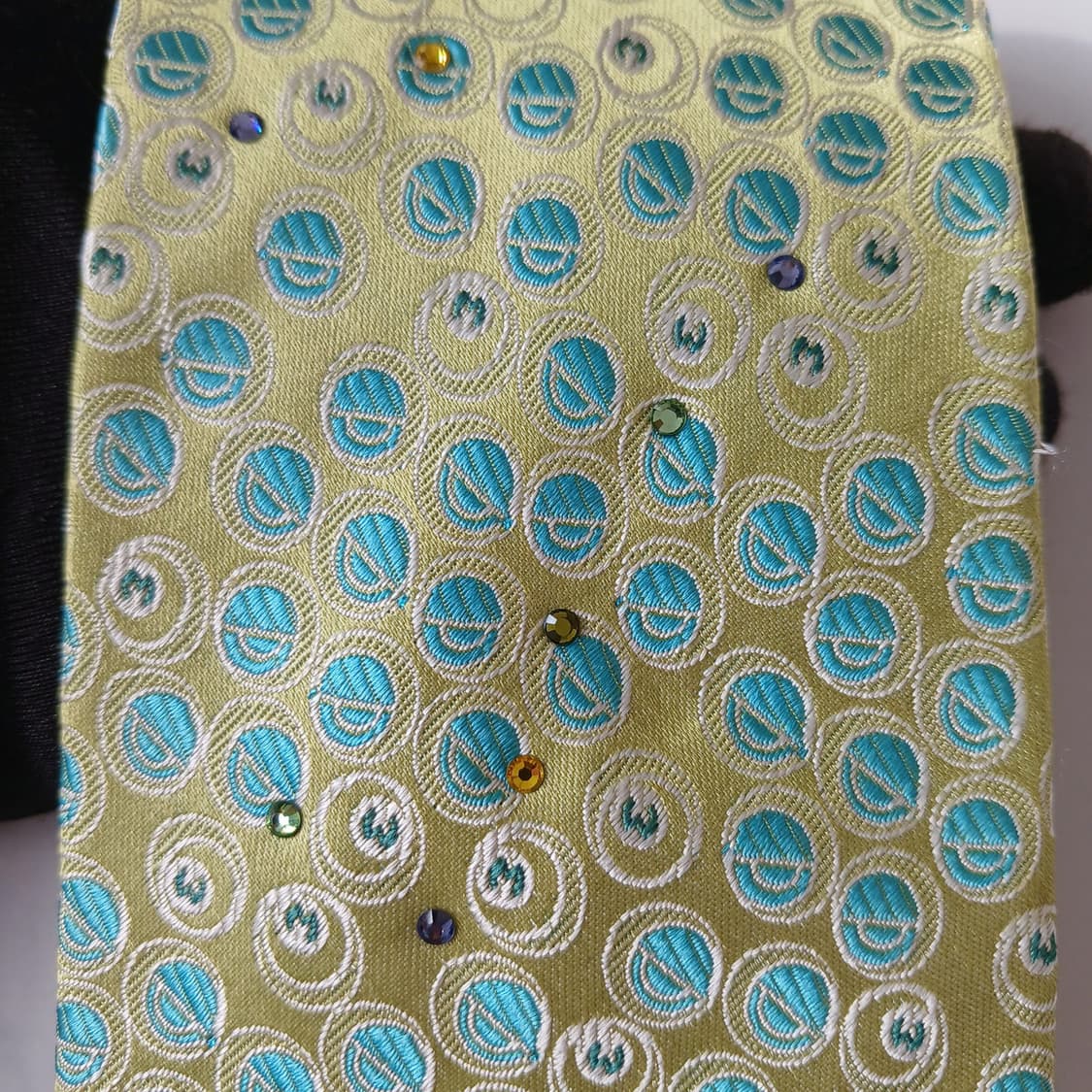 밀라숀 실크 그린 패턴 넥타이 9cm A+등급 A19888 상품이미지8