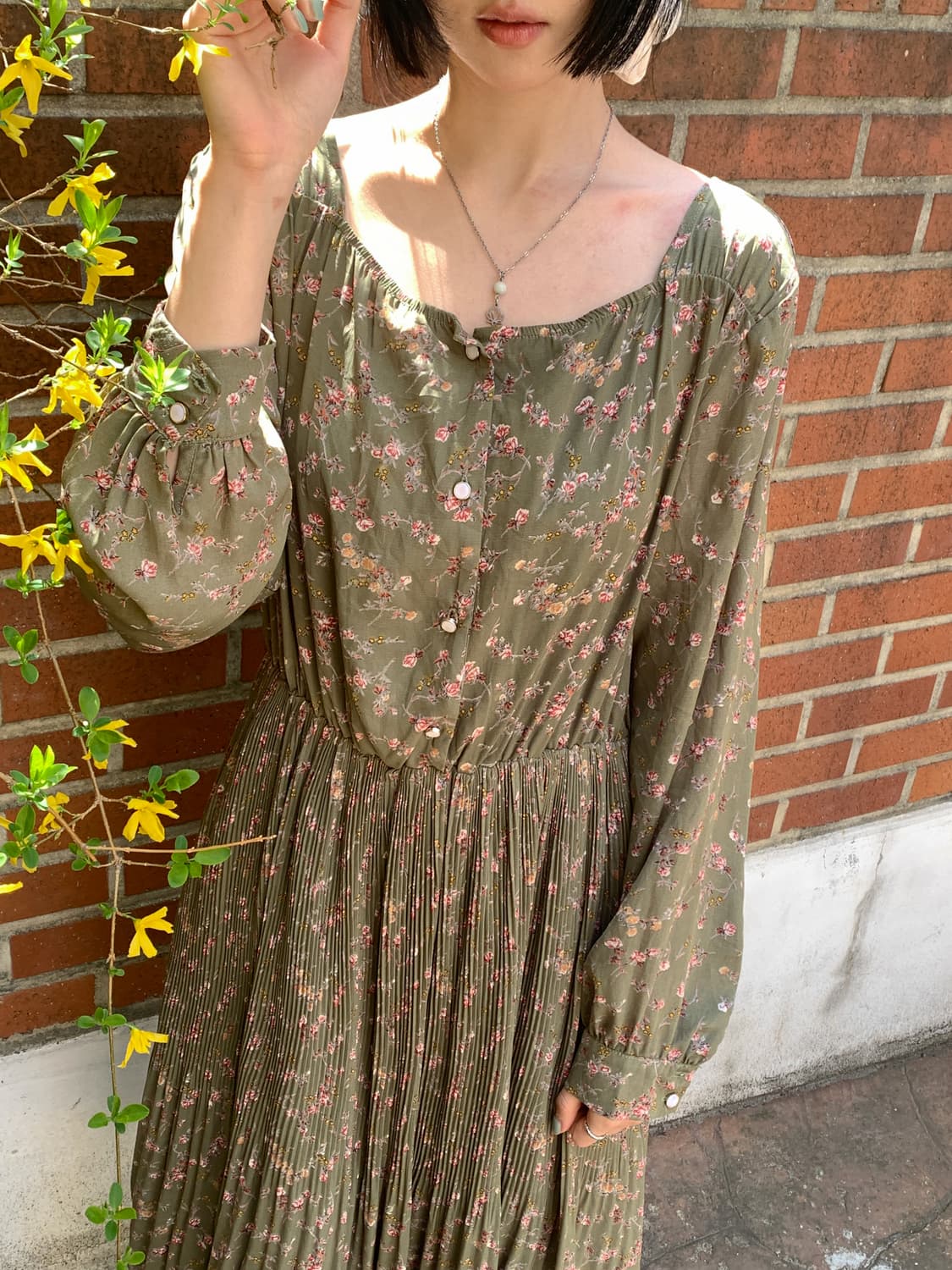 Lily square neck flower dress 상품이미지7