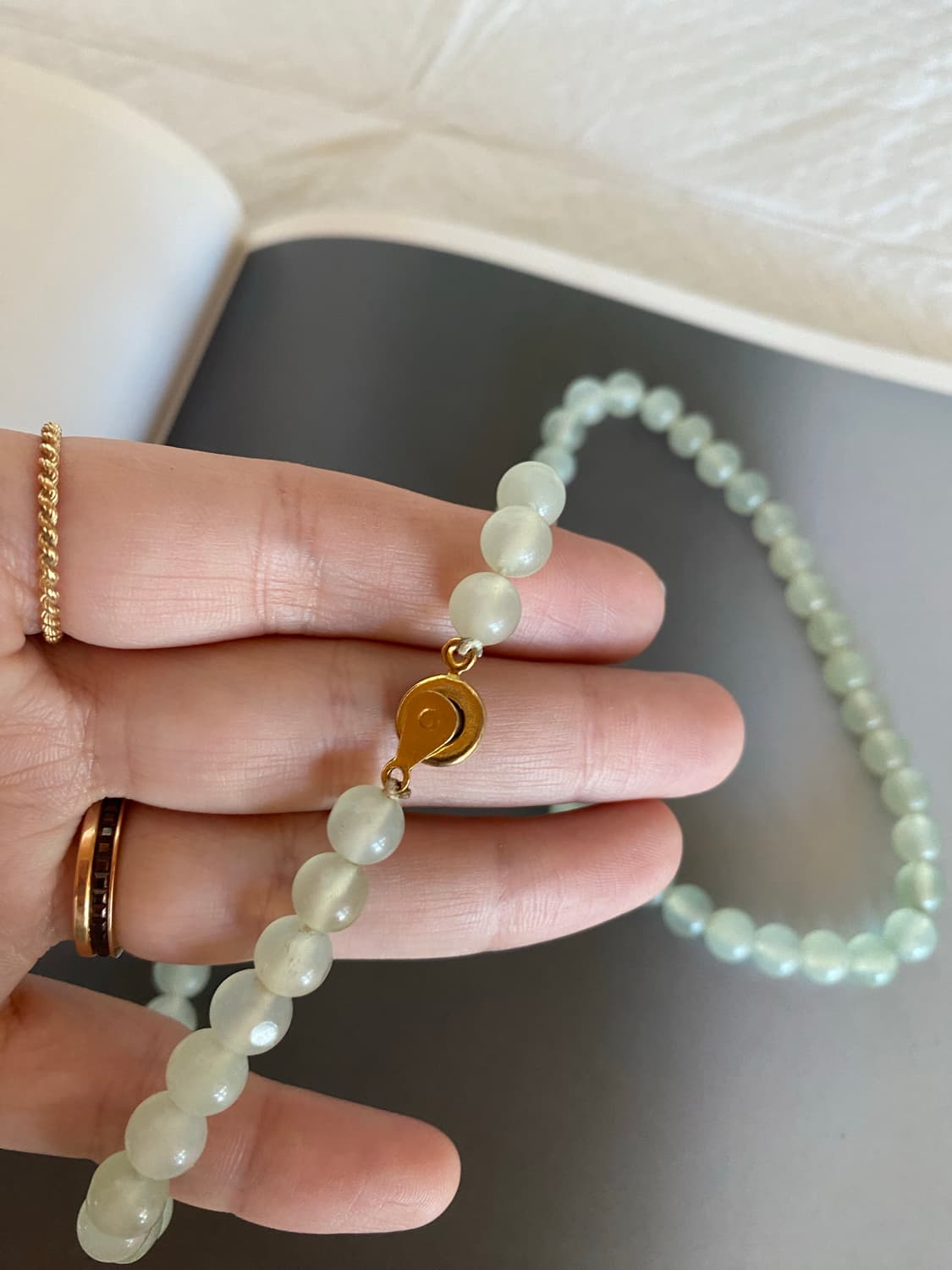 빈티지 민트톤 글라스 비즈 목걸이 상품이미지4