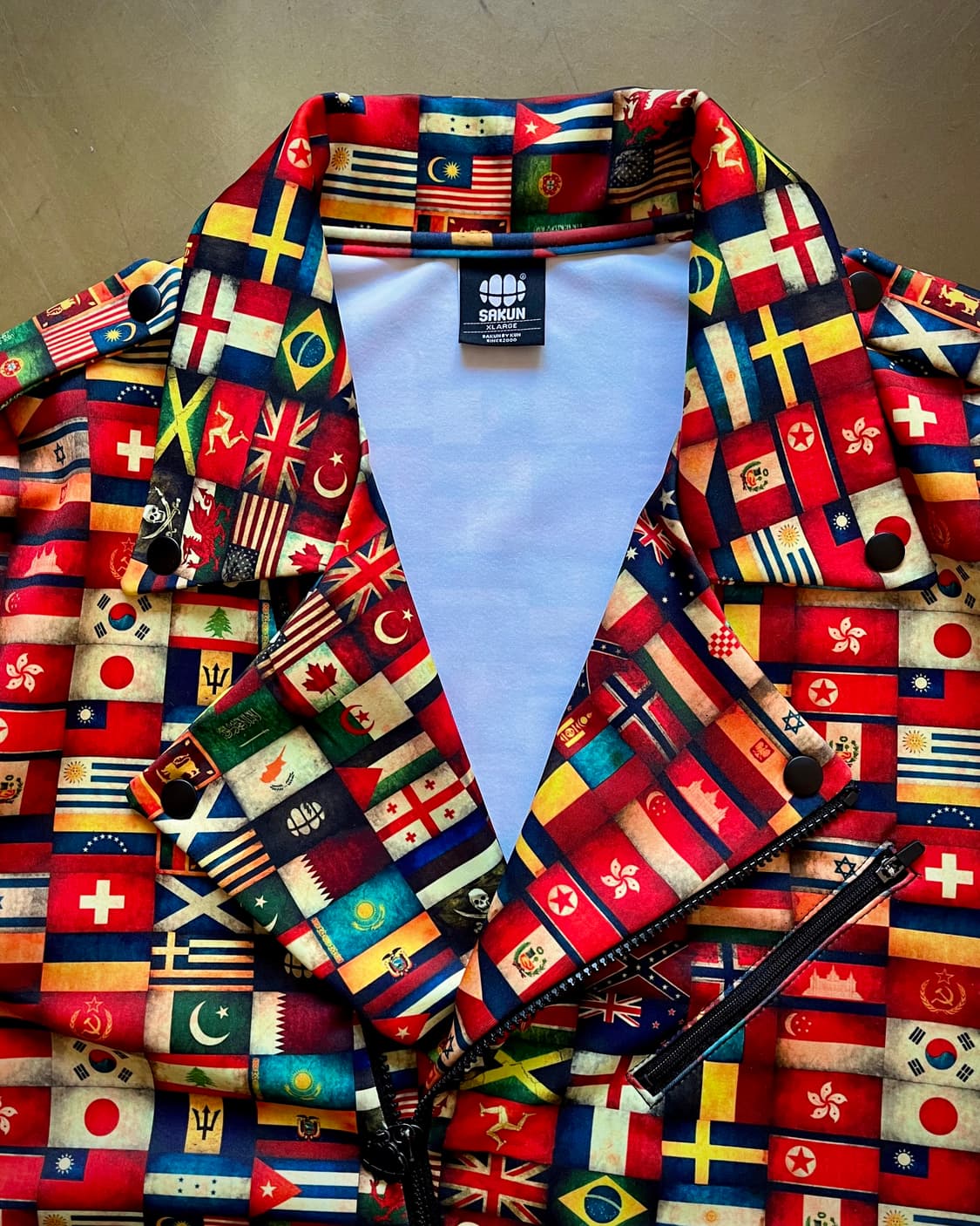 SAKUN Skull Mixed Flag Pattern Rider JK 상품이미지4