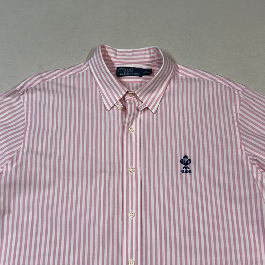 XL) 폴로 랄프로렌 클래식 스트라이프 핑크 옥스포드 셔츠 상품이미지3
