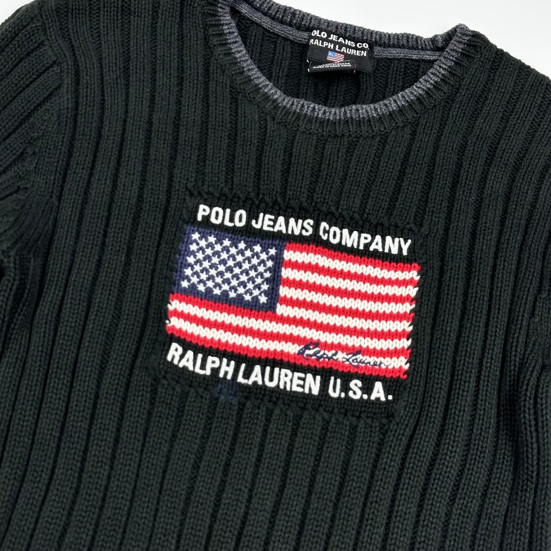 폴로 진스 여성 성조기 슬림핏 케이블 니트 다크 그린 S 상품이미지3