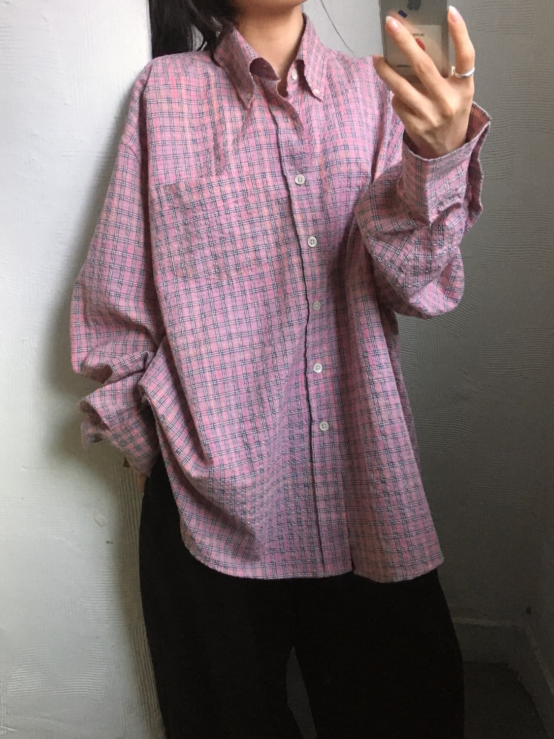 Our Legacy 아워레가시 보로우드 BD 핑크 체크 셔츠 상품이미지2