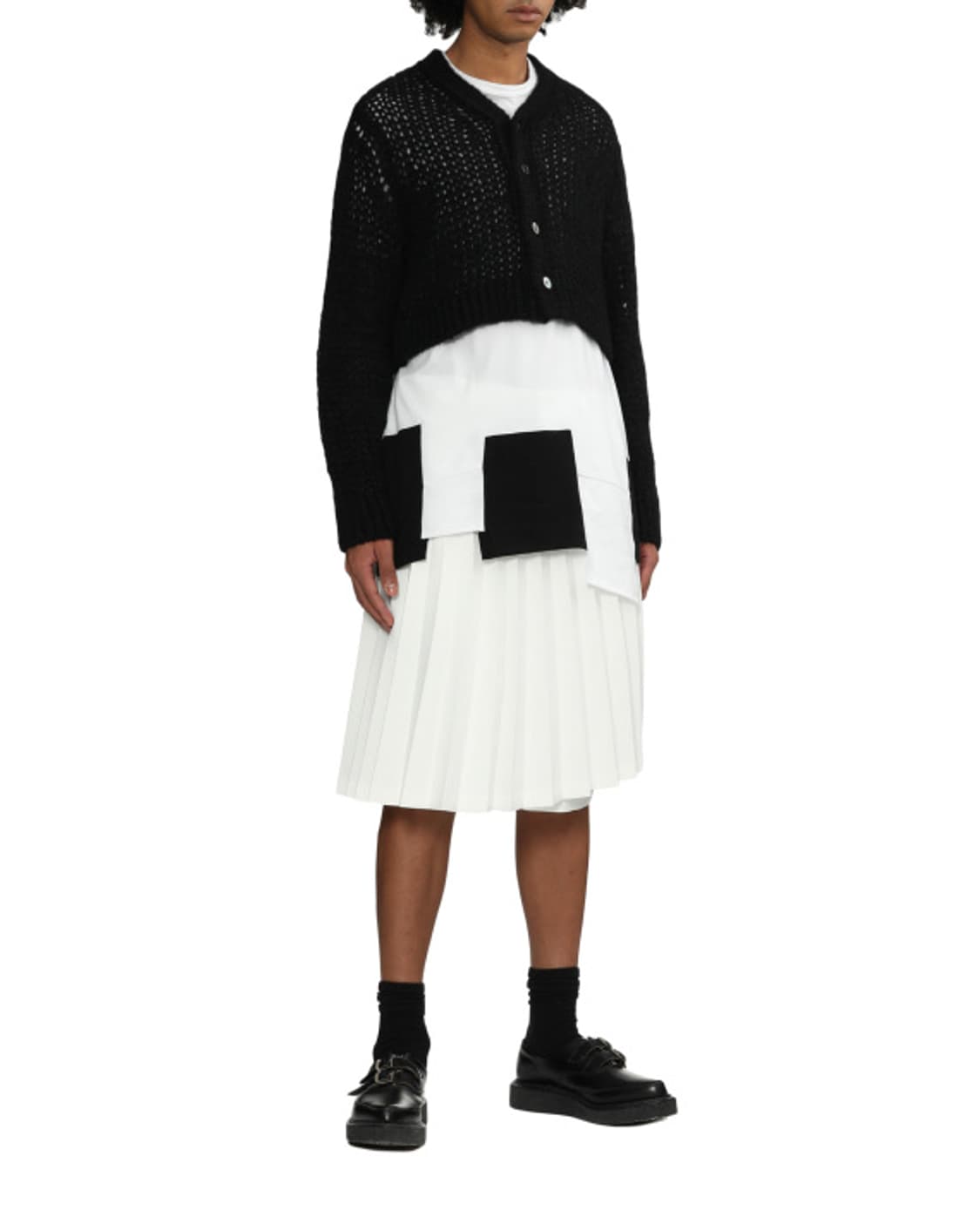 옴므 플러스 24fw 크롭 가디건 블랙 상품이미지1