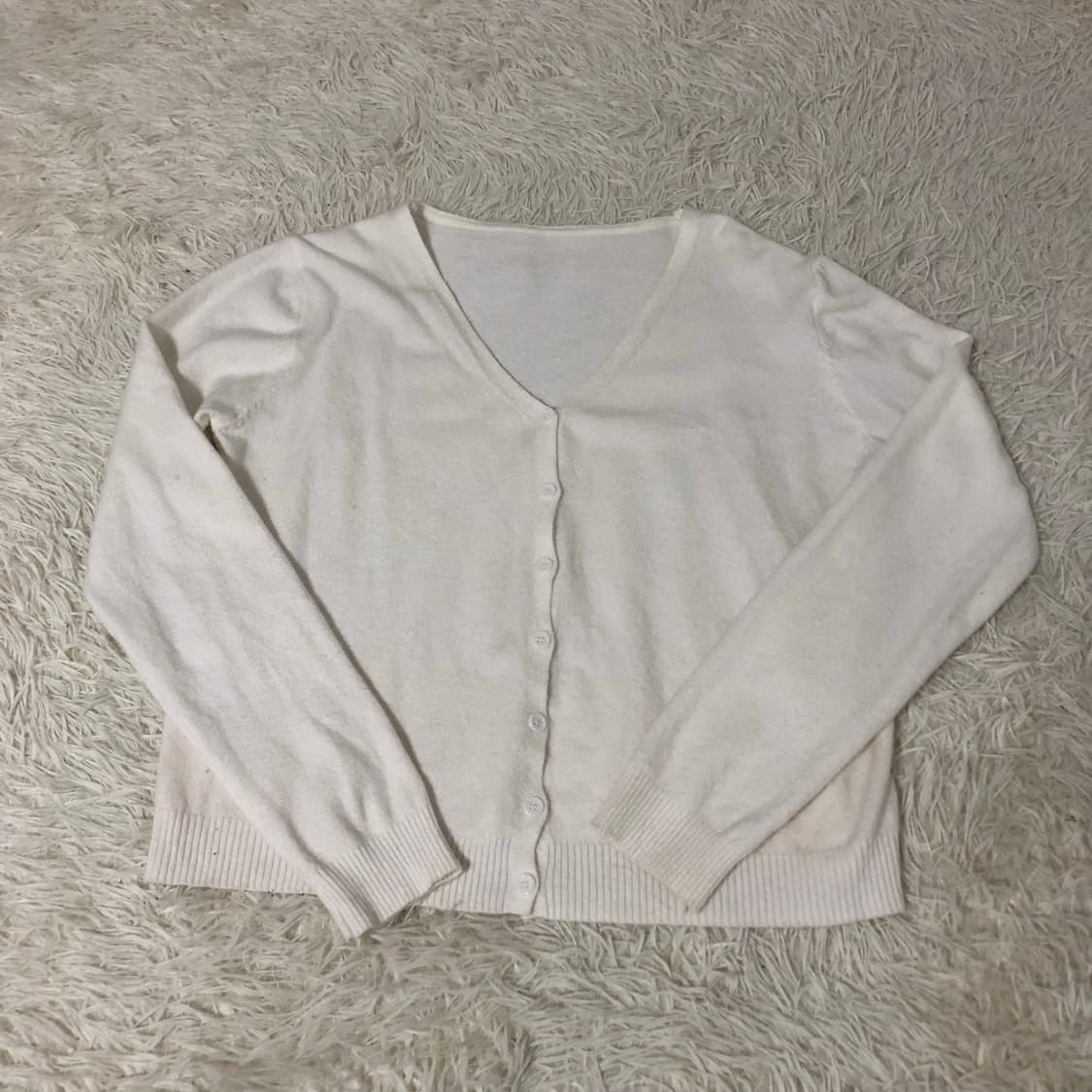 빈티지 화이트 기본 가디건 상품이미지1