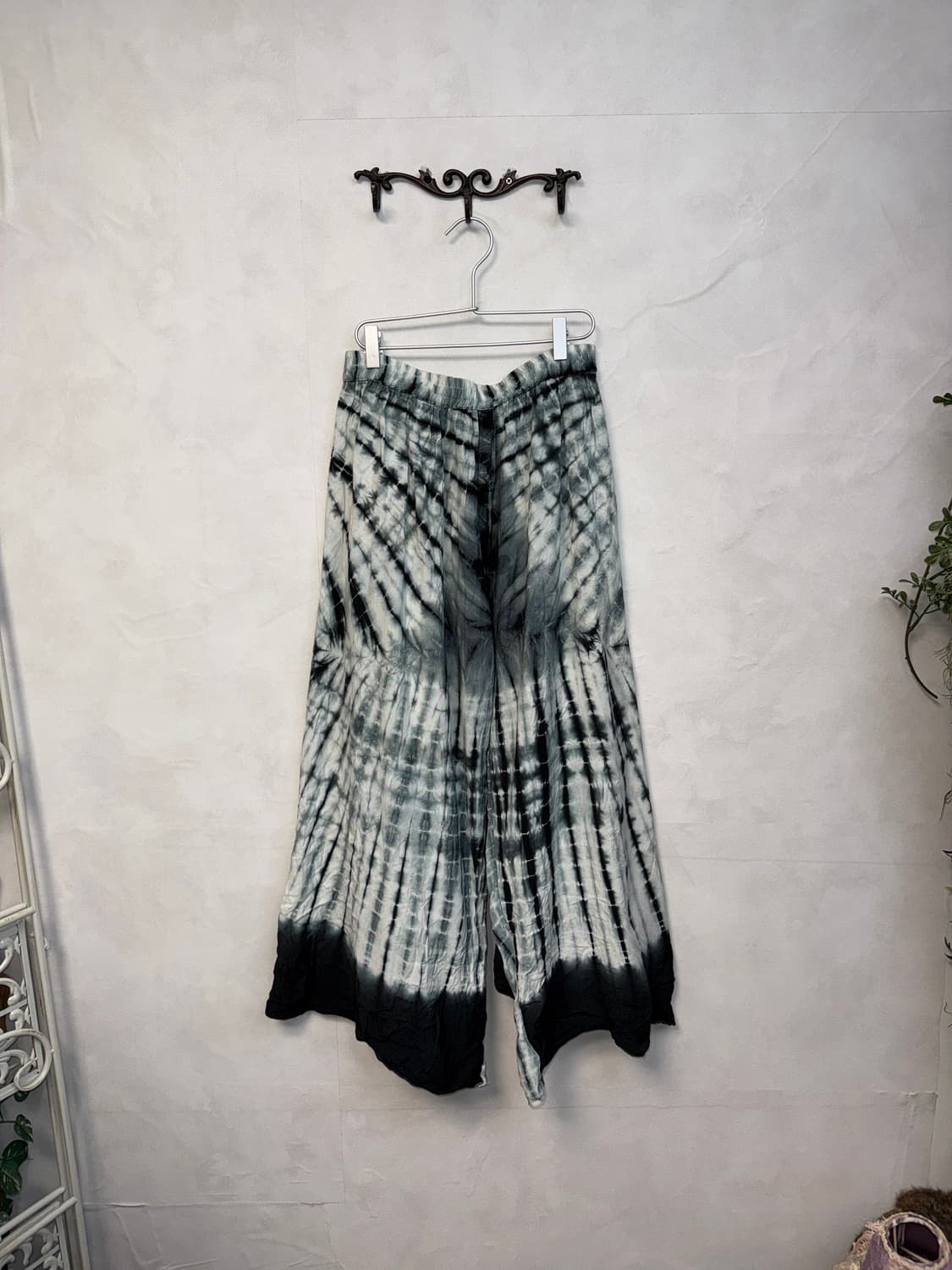 Black tie dye wrap wide pants  상품이미지3