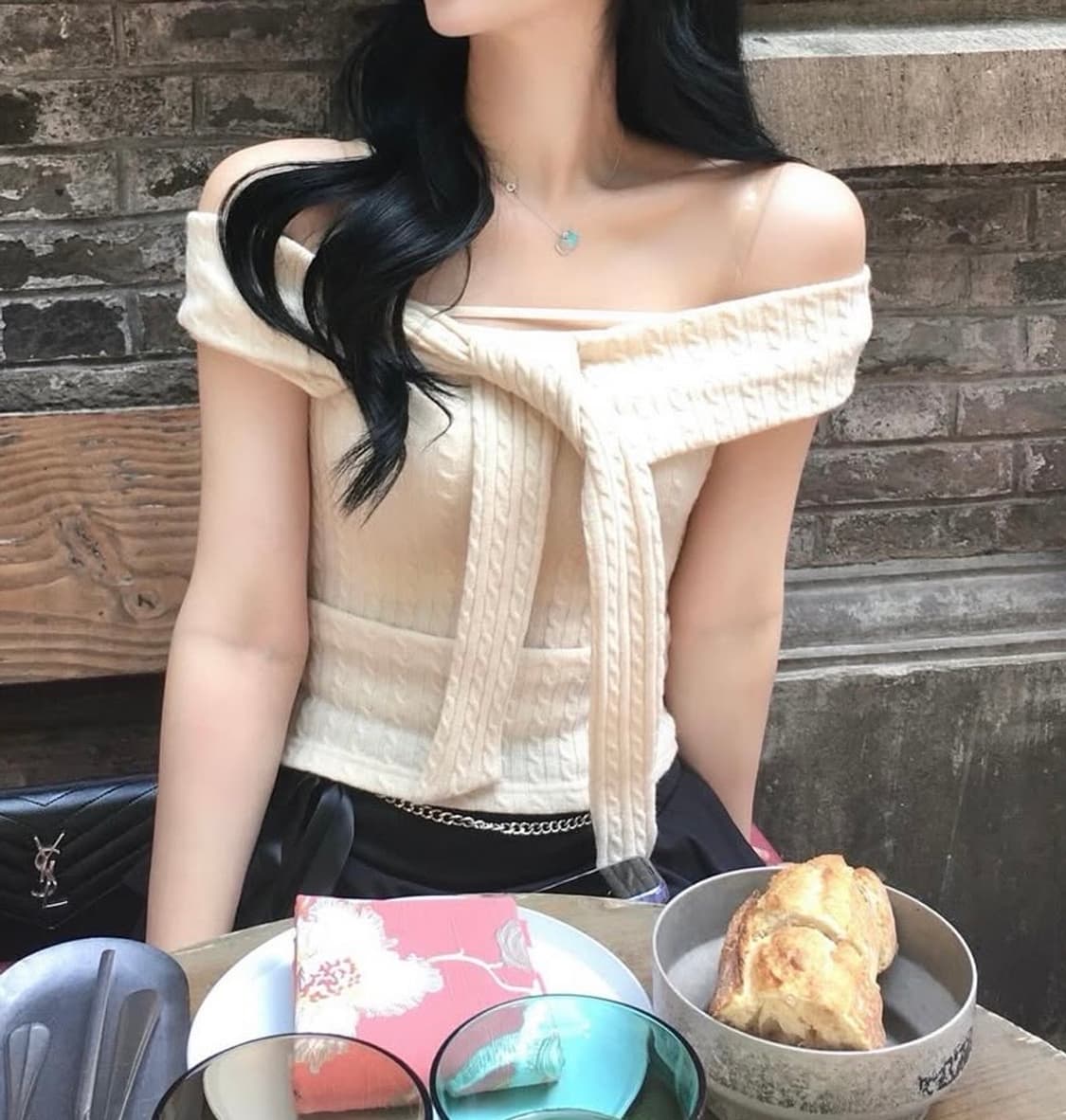 포어링 오프/원숄더타이니트베이지 베이비메탈클럽엔젤넘버555애즈온쓰리타임즈 상품이미지2