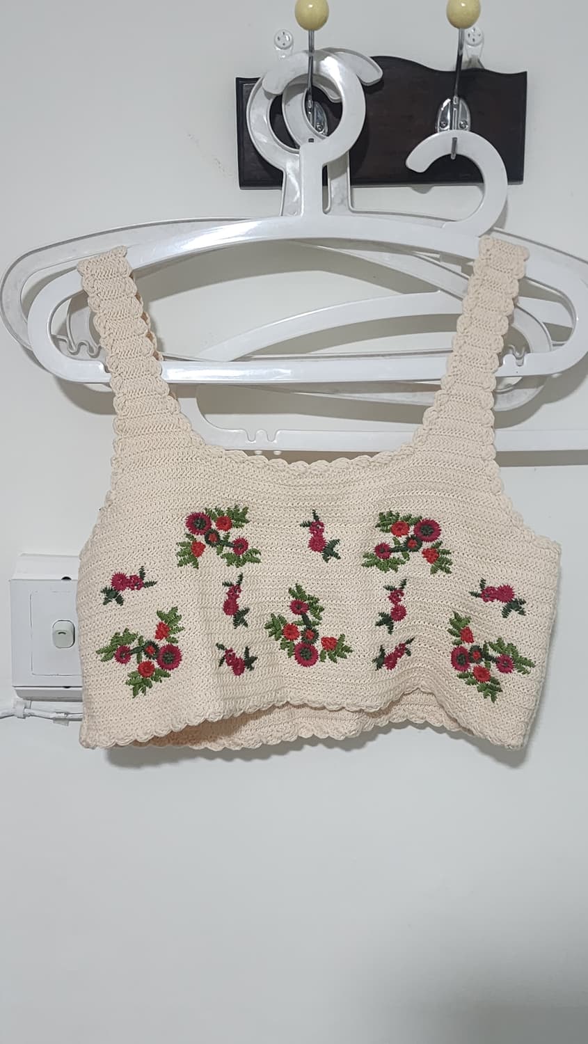 아이보리 플라워 뜨개 크로쉐 탑 상품이미지3