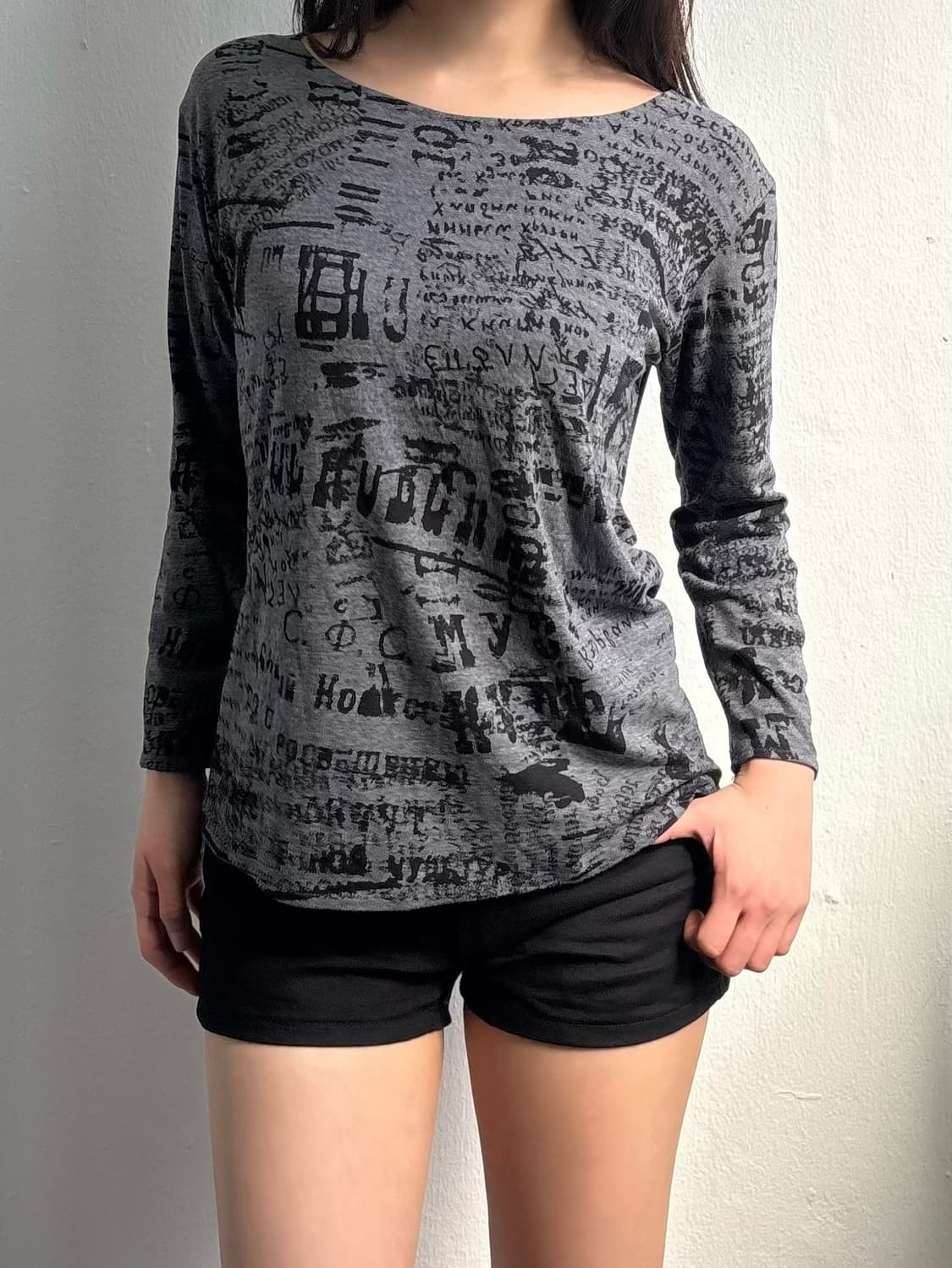 Vintage Grey Lettering Long Sleeve 상품이미지2