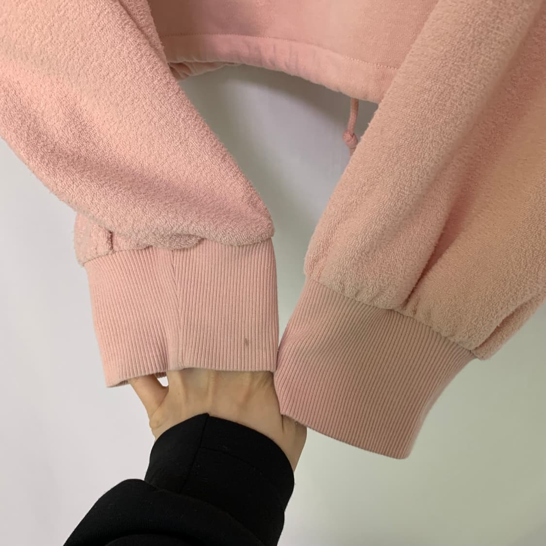 아디다스 하이넥 맨투맨 오버핏 세미크롭 블루종 집업 벚꽃 핑크 L 상품이미지7