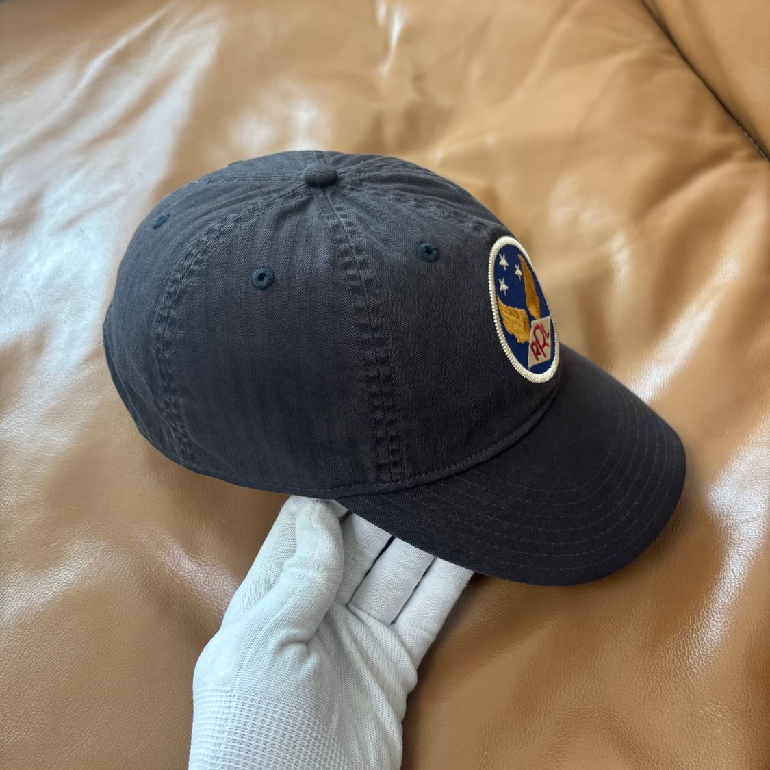 RRL 더블알엘 랄프로렌 폴로 윙로고 6패널 볼캡 모자 워시드 블랙 상품이미지3