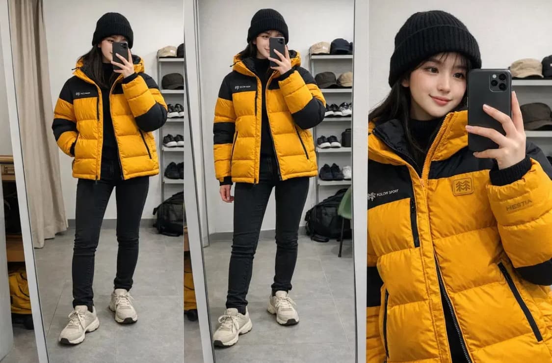 KOLON SPORT 코오롱스포츠 구스다운 패딩/머스터드 옐로우95 상품이미지1