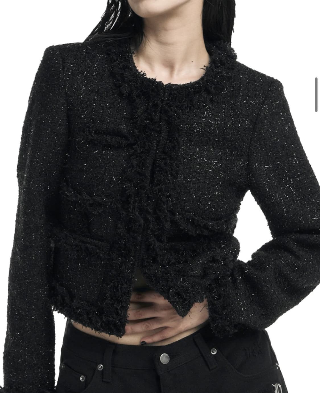 정가 26.2만 오도어 ODOR 트위드 블랙 자켓 상품이미지3