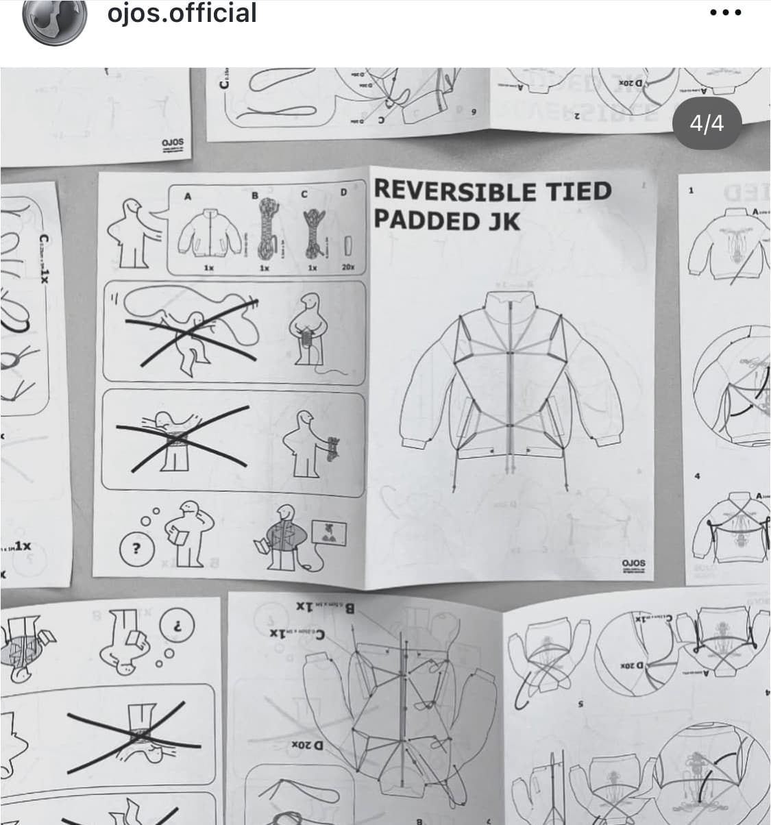 [OJOS] 오호스 타이 리버시블 패딩 블랙 상품이미지5