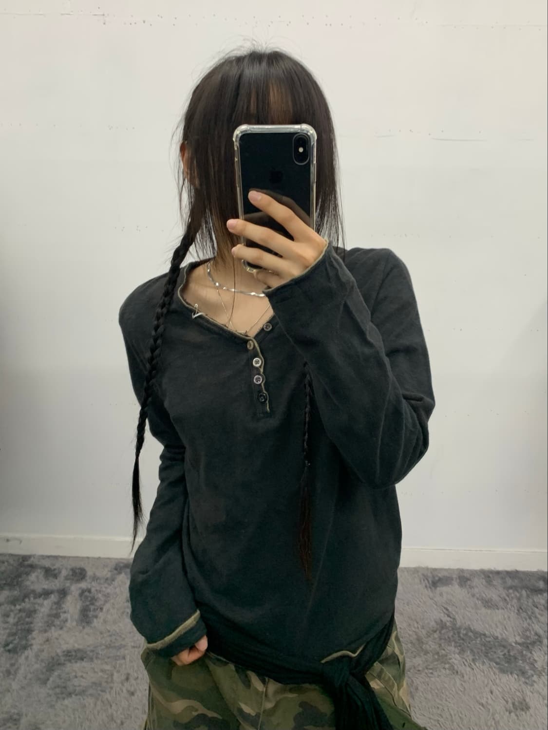 Ikka 빈티지 레이어드 브이넥 롱슬리브 상품이미지1