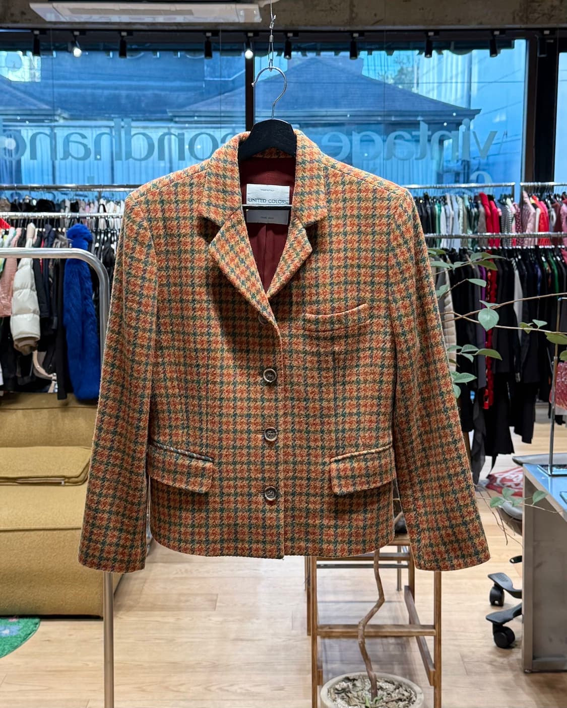 유나이티드 컬러 오브 베네통 멀티컬러 하운드투스 블레이저 자켓  상품이미지1