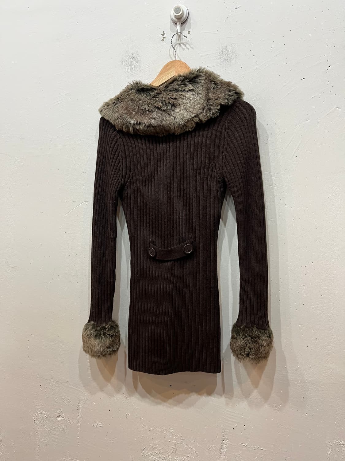 JPN 퍼 골지 모리 롱 가디건 브라운  상품이미지2