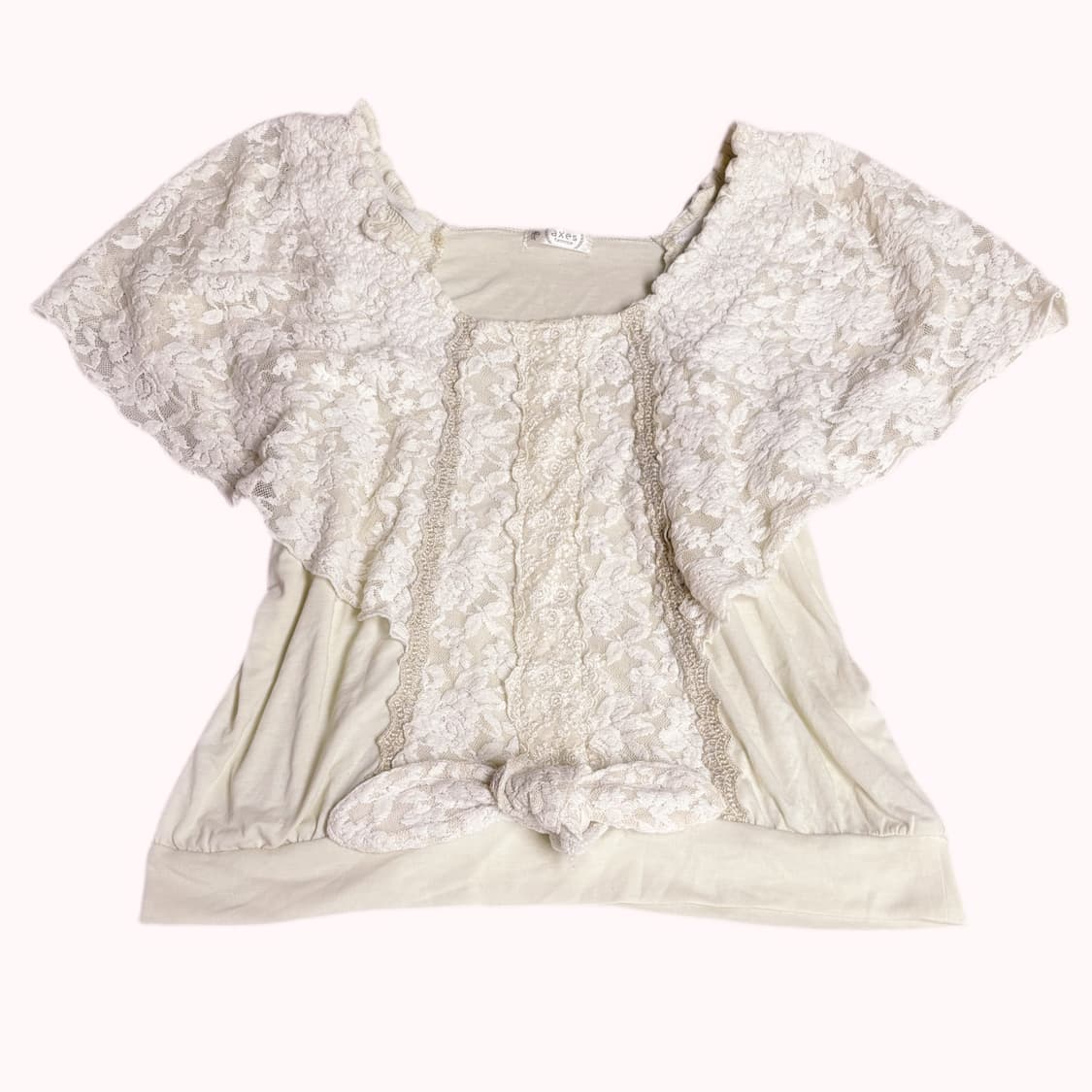 일본 빈티지 엑시즈팜 axes femme 화이트 장미 레이스 케이프티 상품이미지2