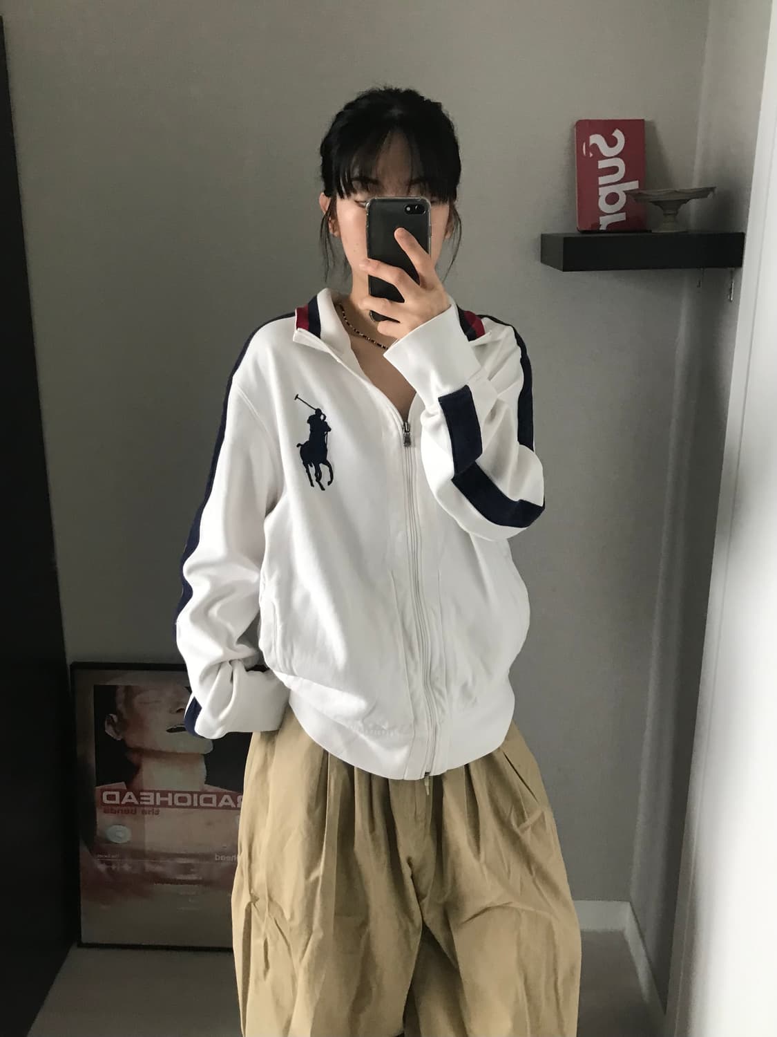 폴로 랄프로렌 빅 포니 로고 화이트 집업 상품이미지2