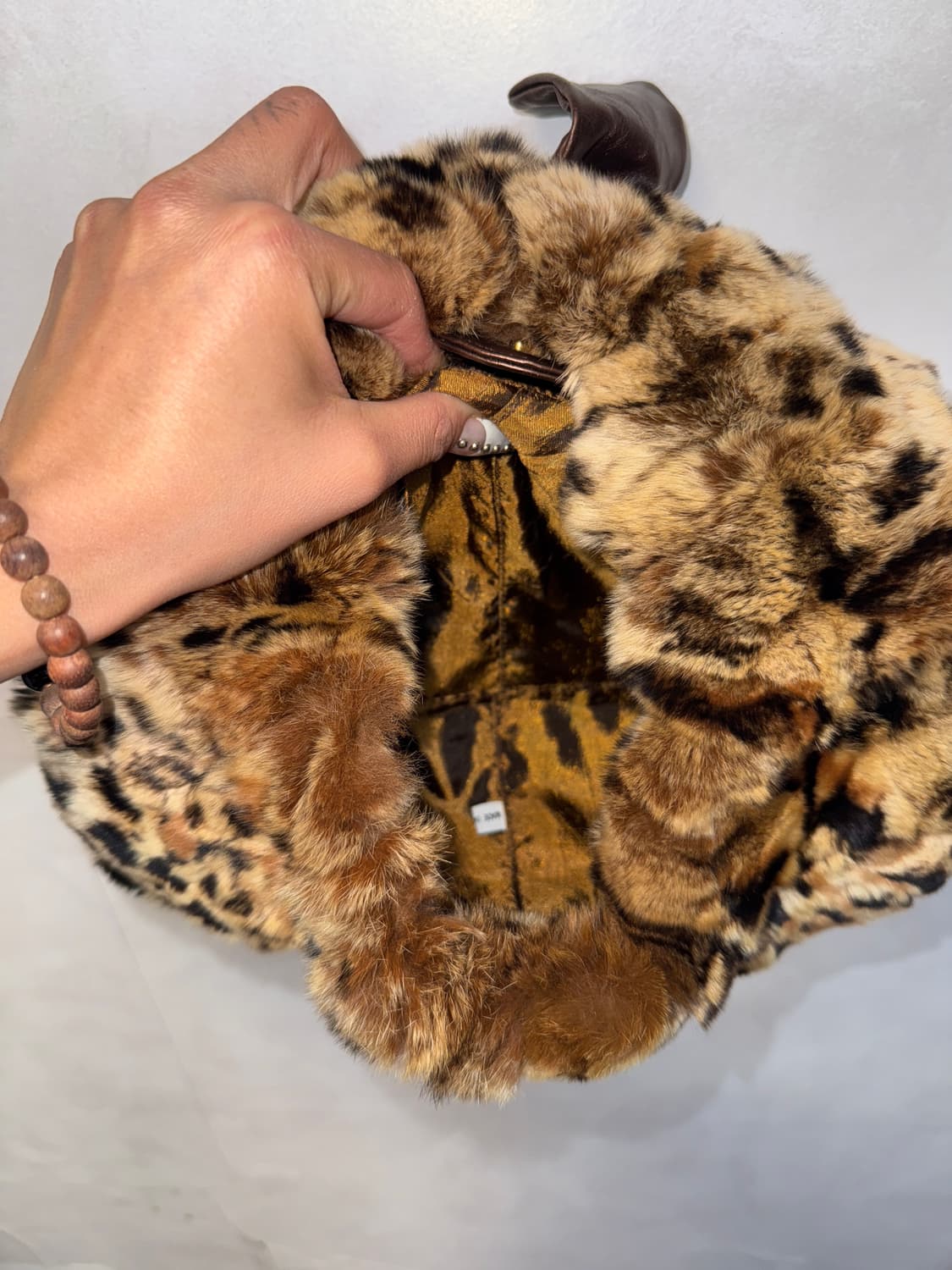 Brown leopard fur ribbon bag 상품이미지5