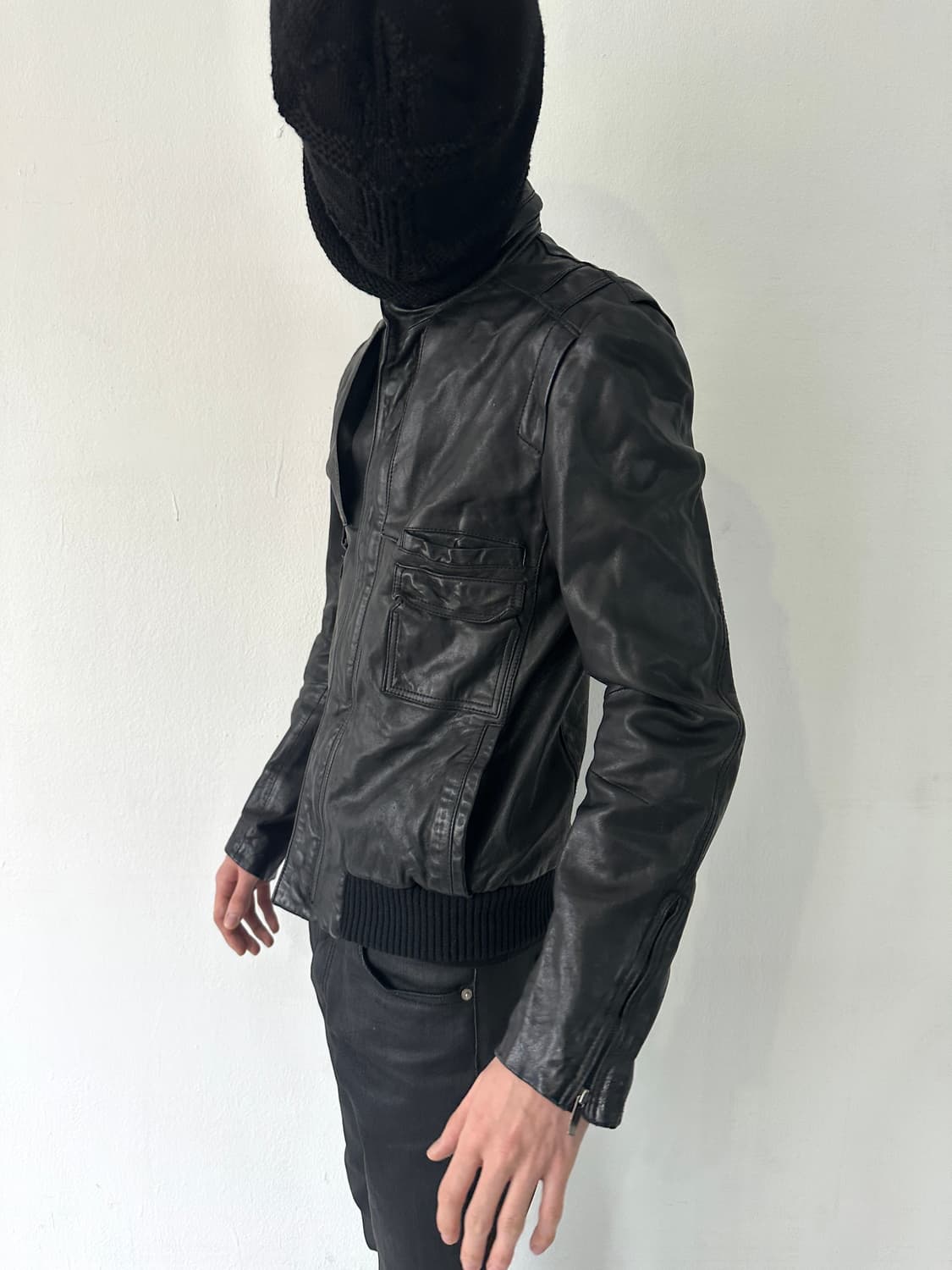 솔리드옴므 램스킨 포켓 레더자켓 상품이미지4