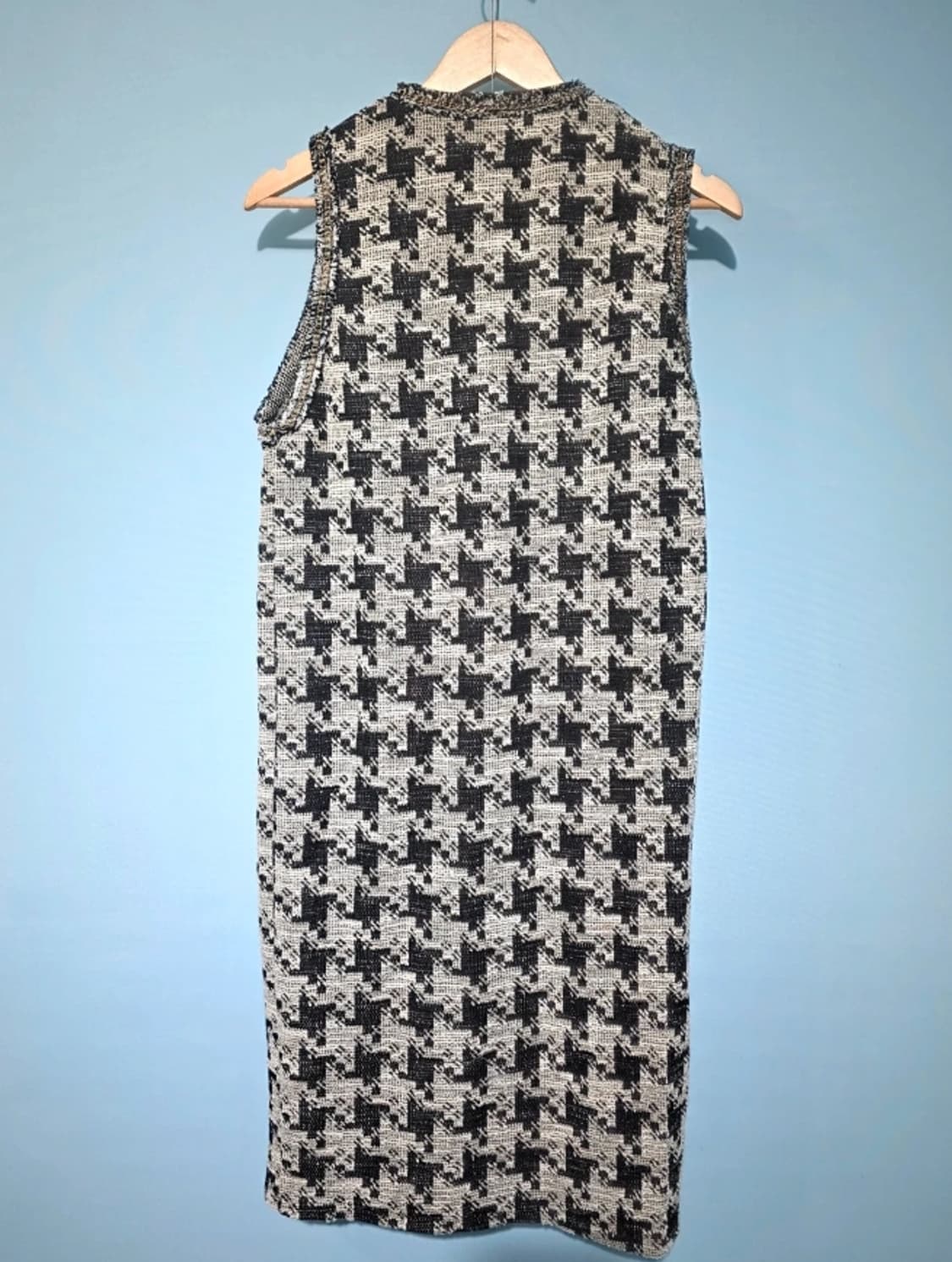 [새상품] ZARA 진주 버튼 하운드투스 체크 트위드 원피스 55 상품이미지4