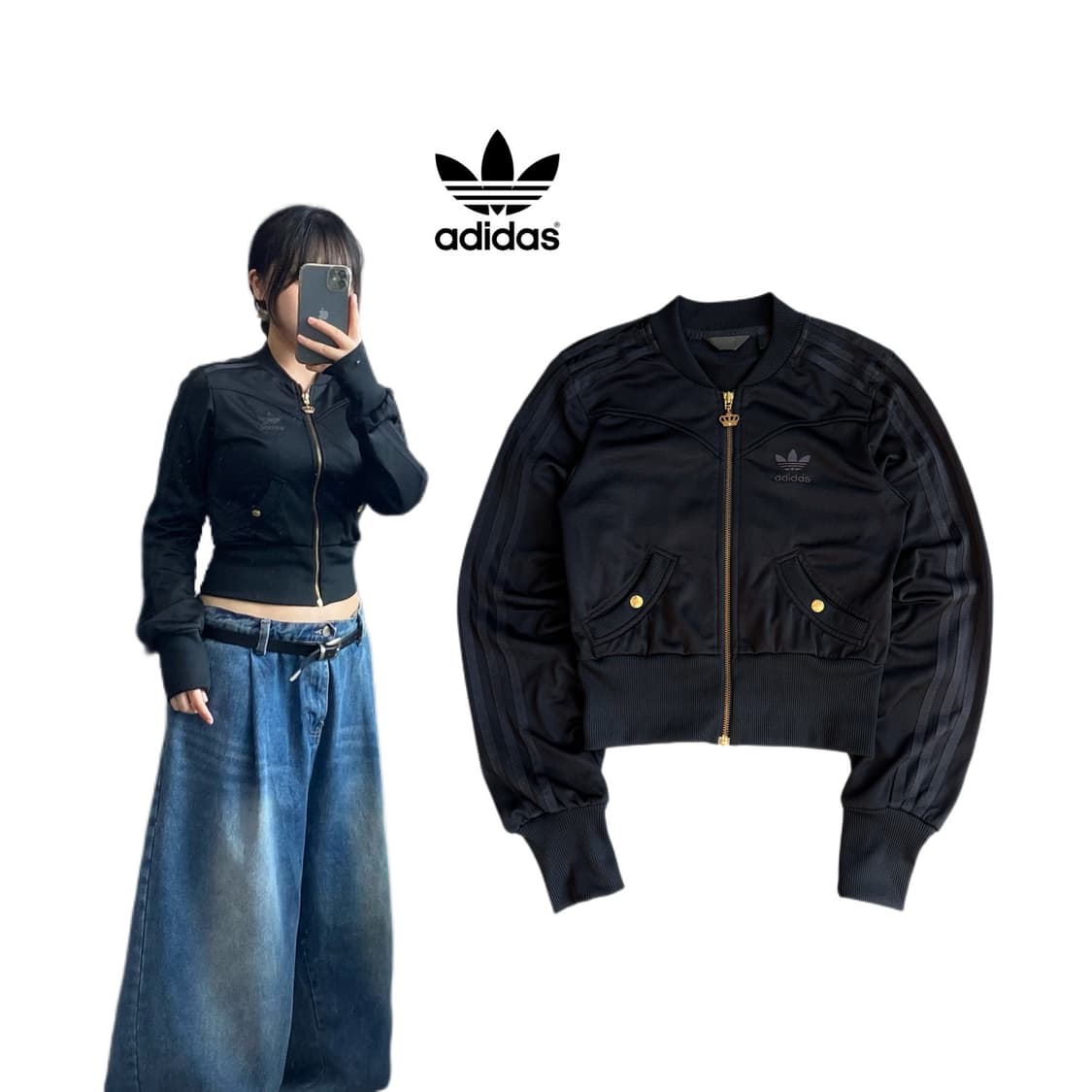 아디다스 크롭 파이어버드 왕관 미시엘리엇 져지 블랙 상품이미지1