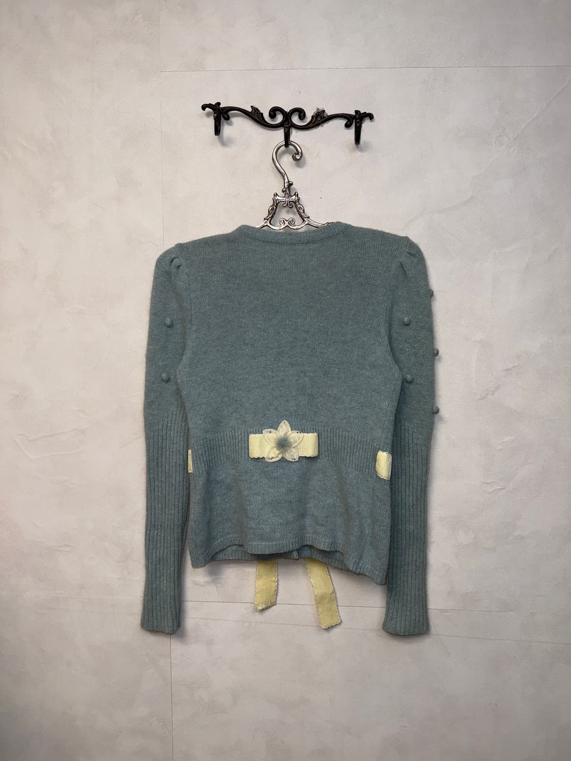 Sky blue bohemian flower knit ball 가디건 상품이미지5