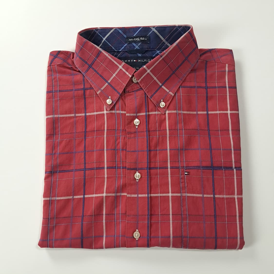 CK234 XL 타미힐피거 90s 레드 멀티윈도우페인 체크 반팔 셔츠  상품이미지7