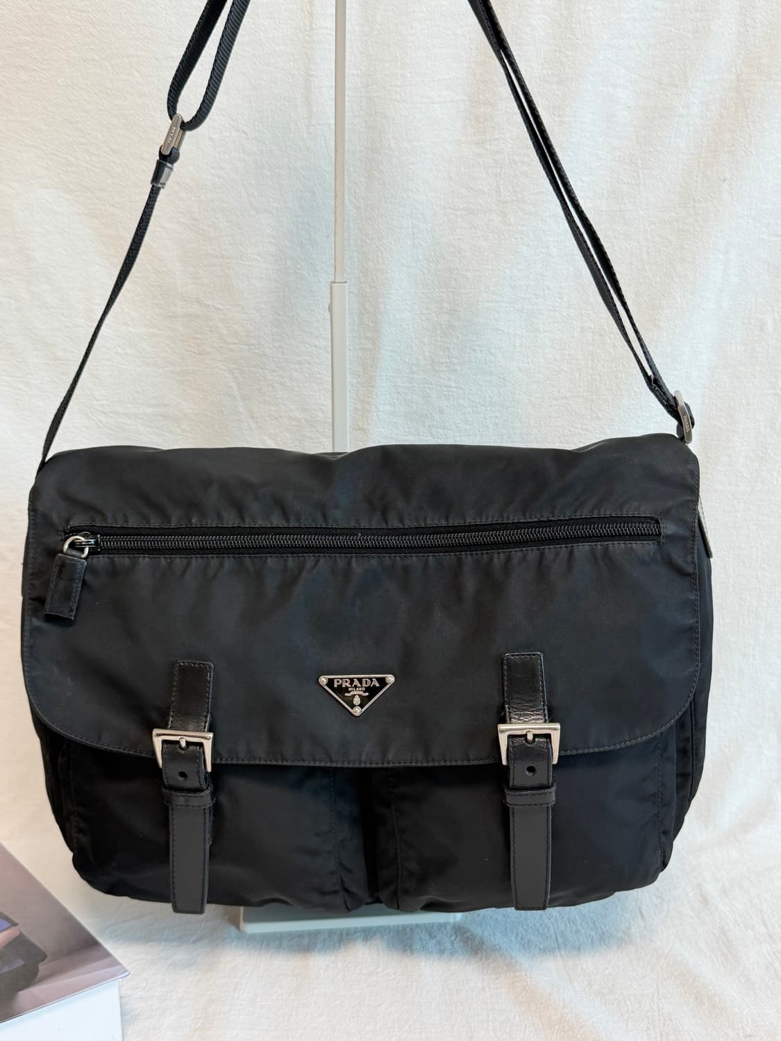 정품 프라다 포코노 나일론 투포켓 메신저백 크로스백 숄더백 블랙 상품이미지7