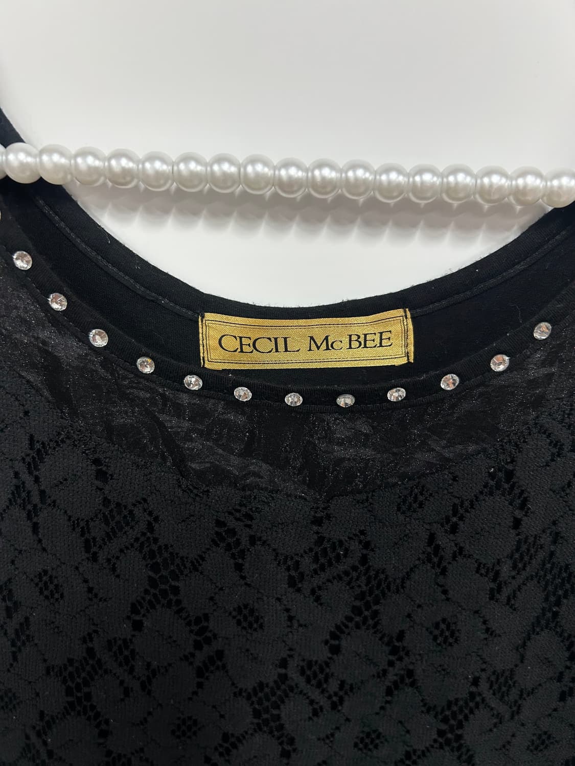 [CECIL McBEE] 세실맥비 갸루 큐빅 레이스 슬리브리스 상품이미지6