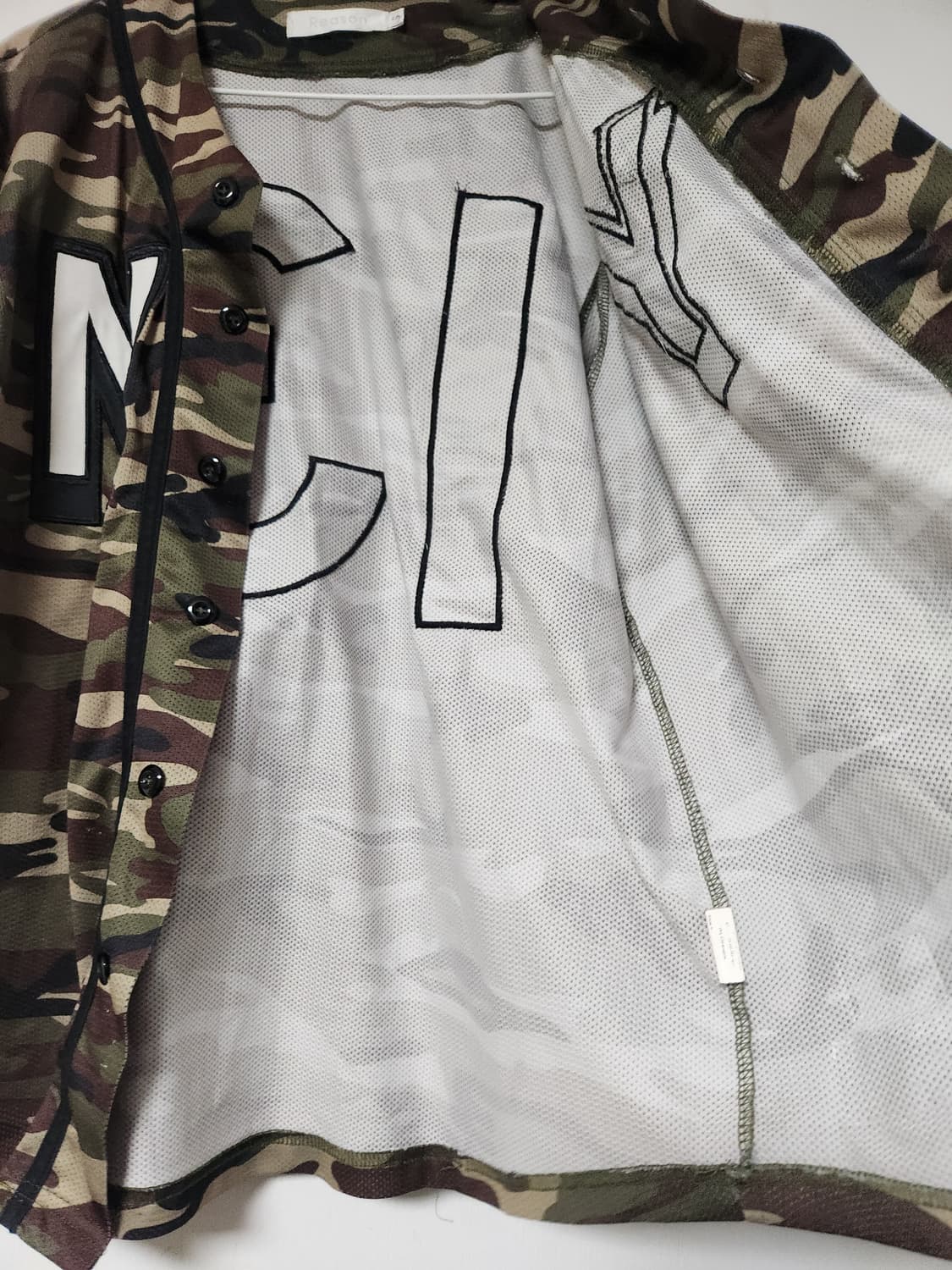 NY 카모 밀리터리 야구 셔츠  반팔티 S 상품이미지4