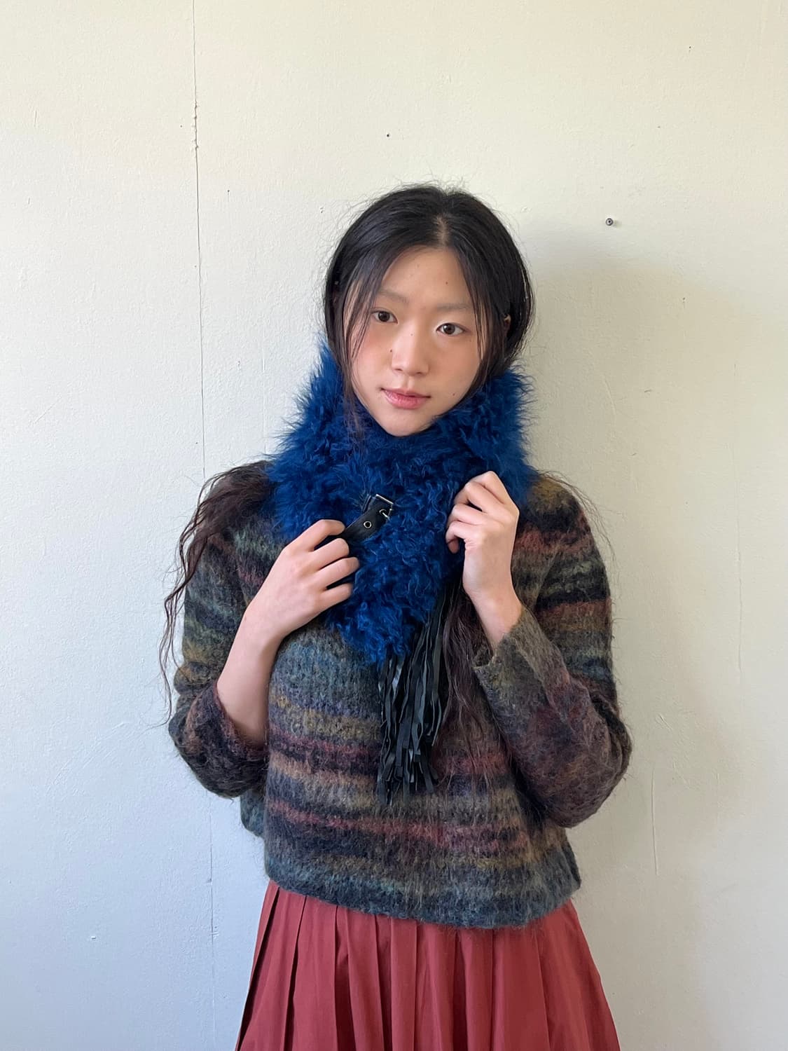 Japan vtg 양 프린지 머플러 상품이미지7